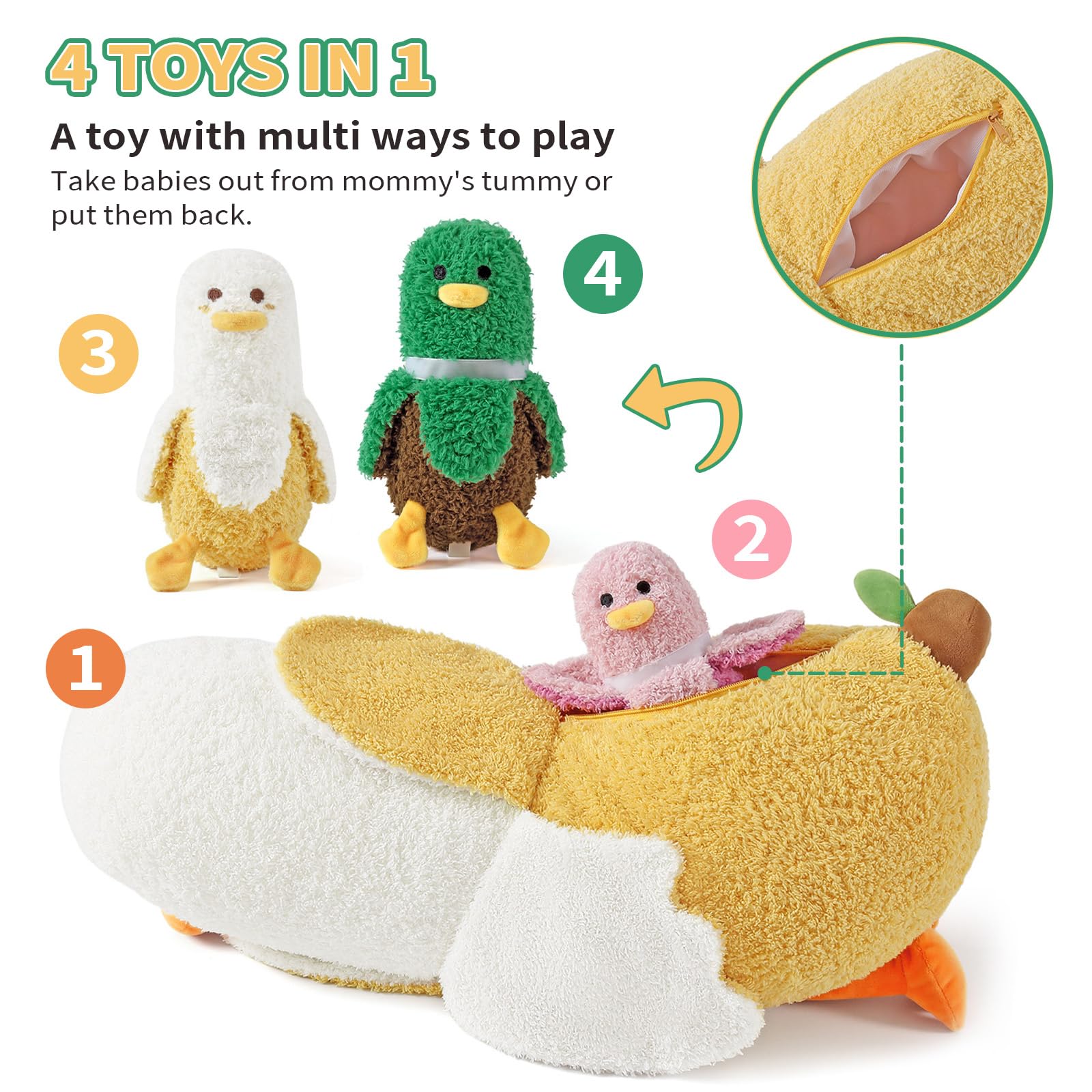 Foto 6 pulgar | Peluche Peach Cat Banana Duck Mommy De 50 Cm Con 3 Peluches - Venta Internacional.