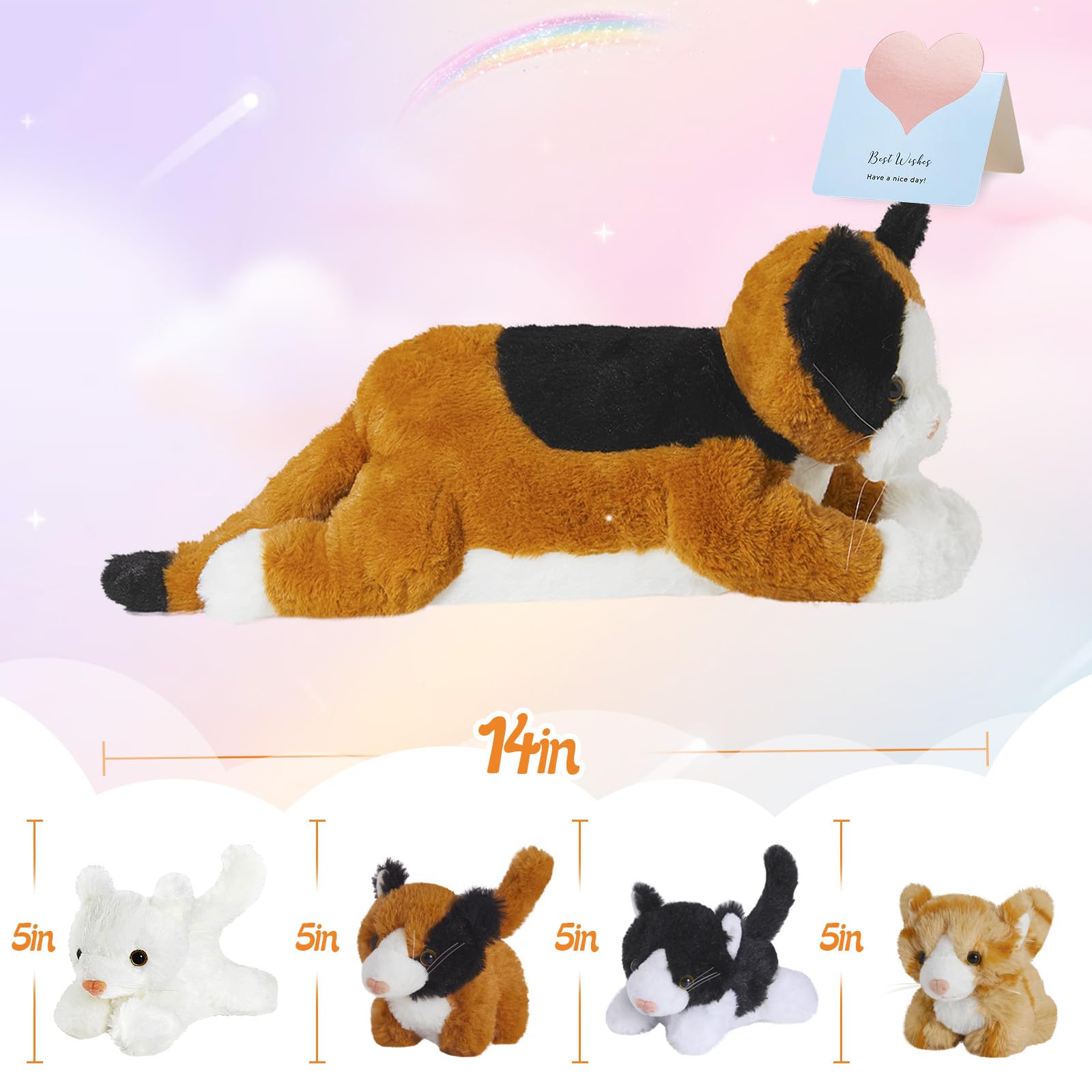 Foto 2 | Set De Peluches Houwsbaby Cat Con Gatitos Para Niños De 17 Pulgadas - Venta Internacional.