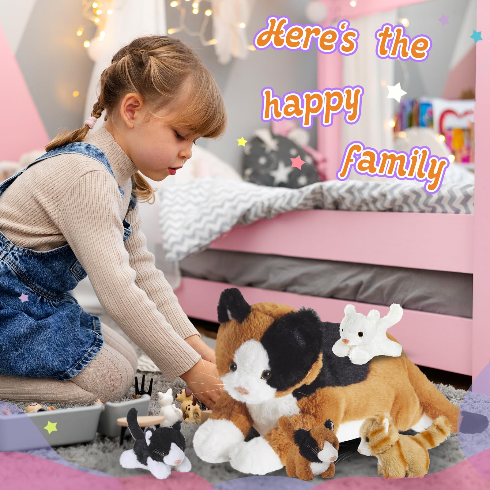 Foto 5 pulgar | Set De Peluches Houwsbaby Cat Con Gatitos Para Niños De 17 Pulgadas - Venta Internacional.