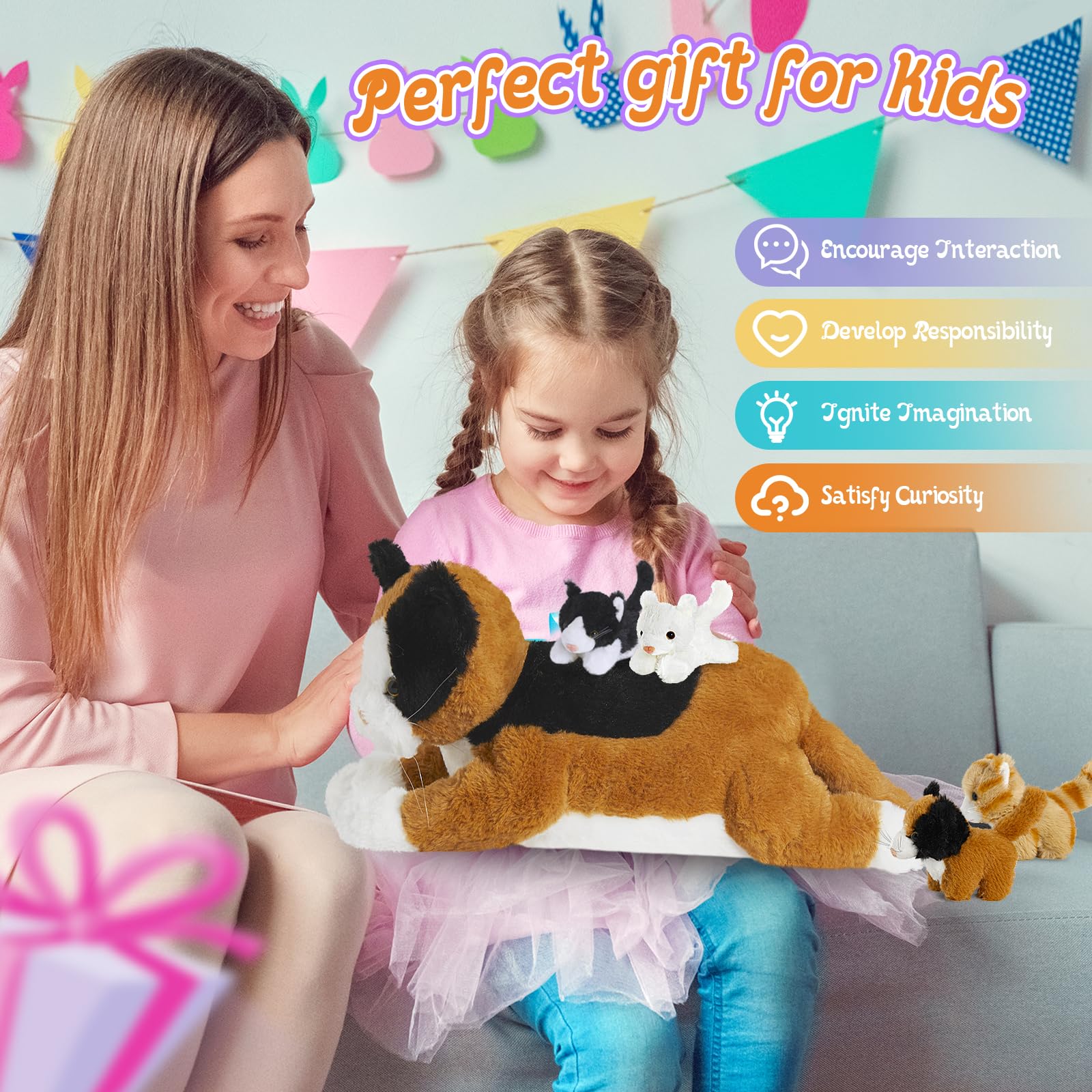Foto 5 | Set De Peluches Houwsbaby Cat Con Gatitos Para Niños De 17 Pulgadas - Venta Internacional.