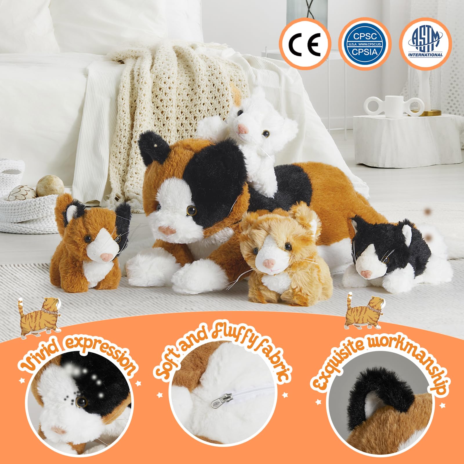 Foto 6 | Set De Peluches Houwsbaby Cat Con Gatitos Para Niños De 17 Pulgadas - Venta Internacional.
