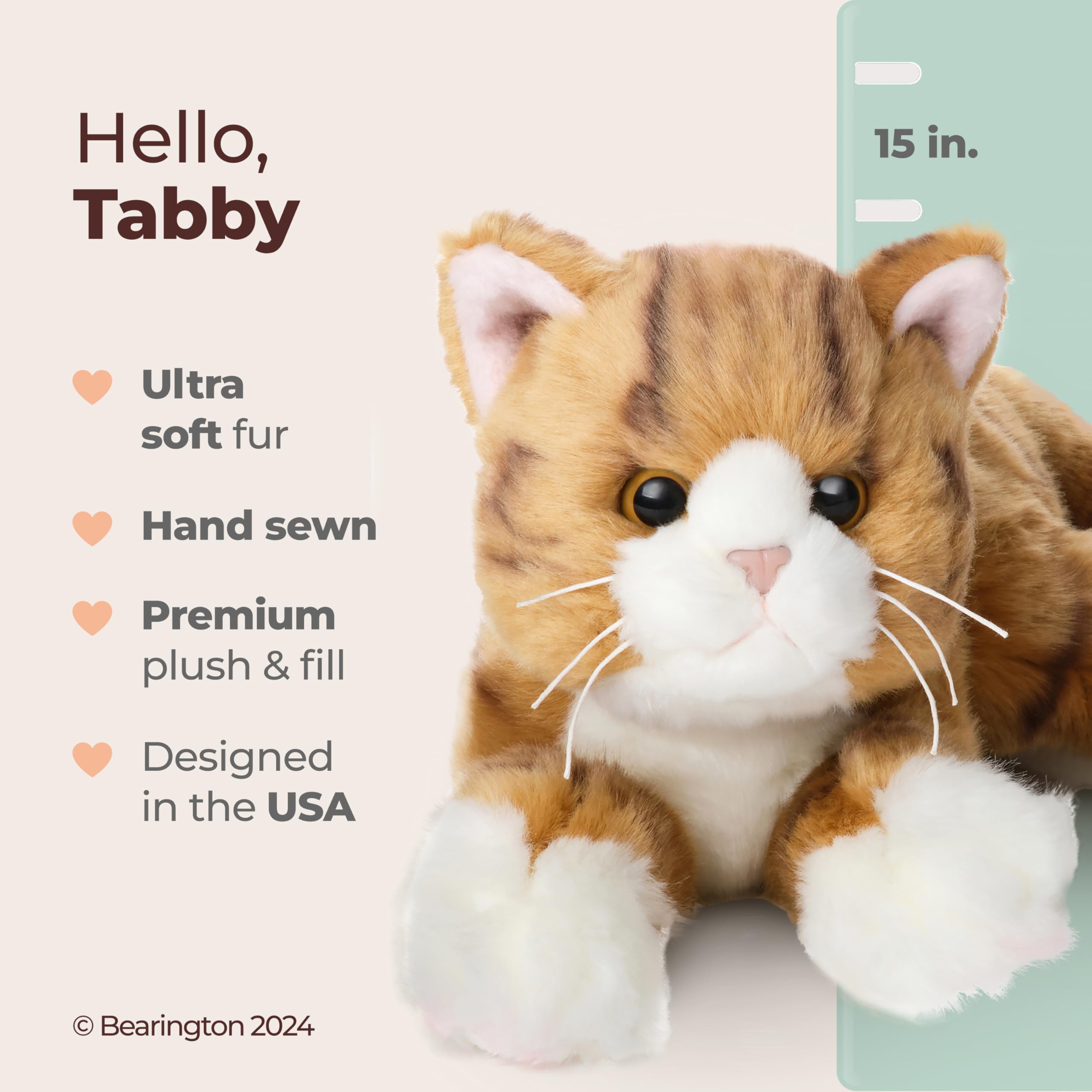 Foto 3 pulgar | Gato De Peluche, Colección Bearington, Gato Atigrado, 38 Cm, Naranja - Venta Internacional.