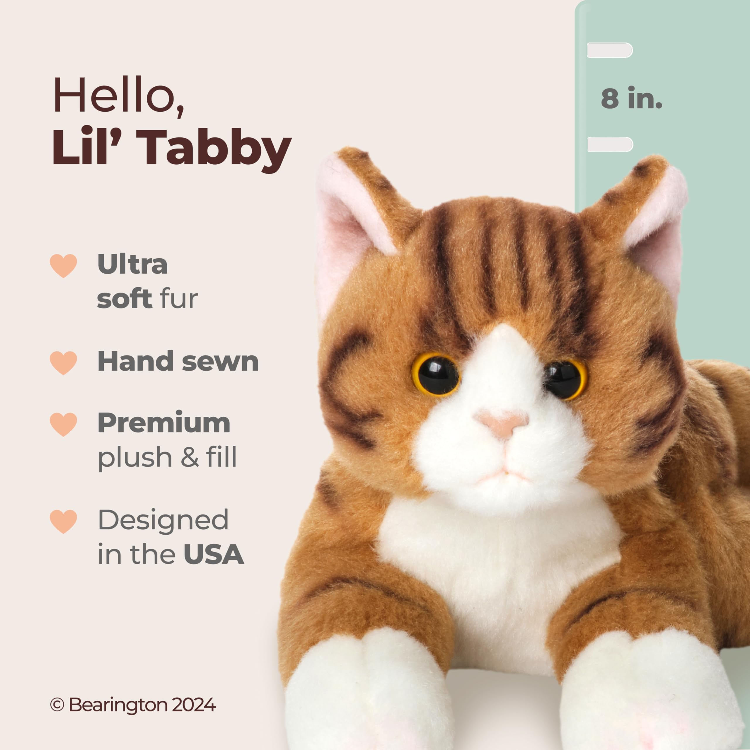 Foto 3 pulgar | Gato De Peluche De La Colección Bearington Lil' Tabby, 20 Cm, Color Naranja - Venta Internacional.