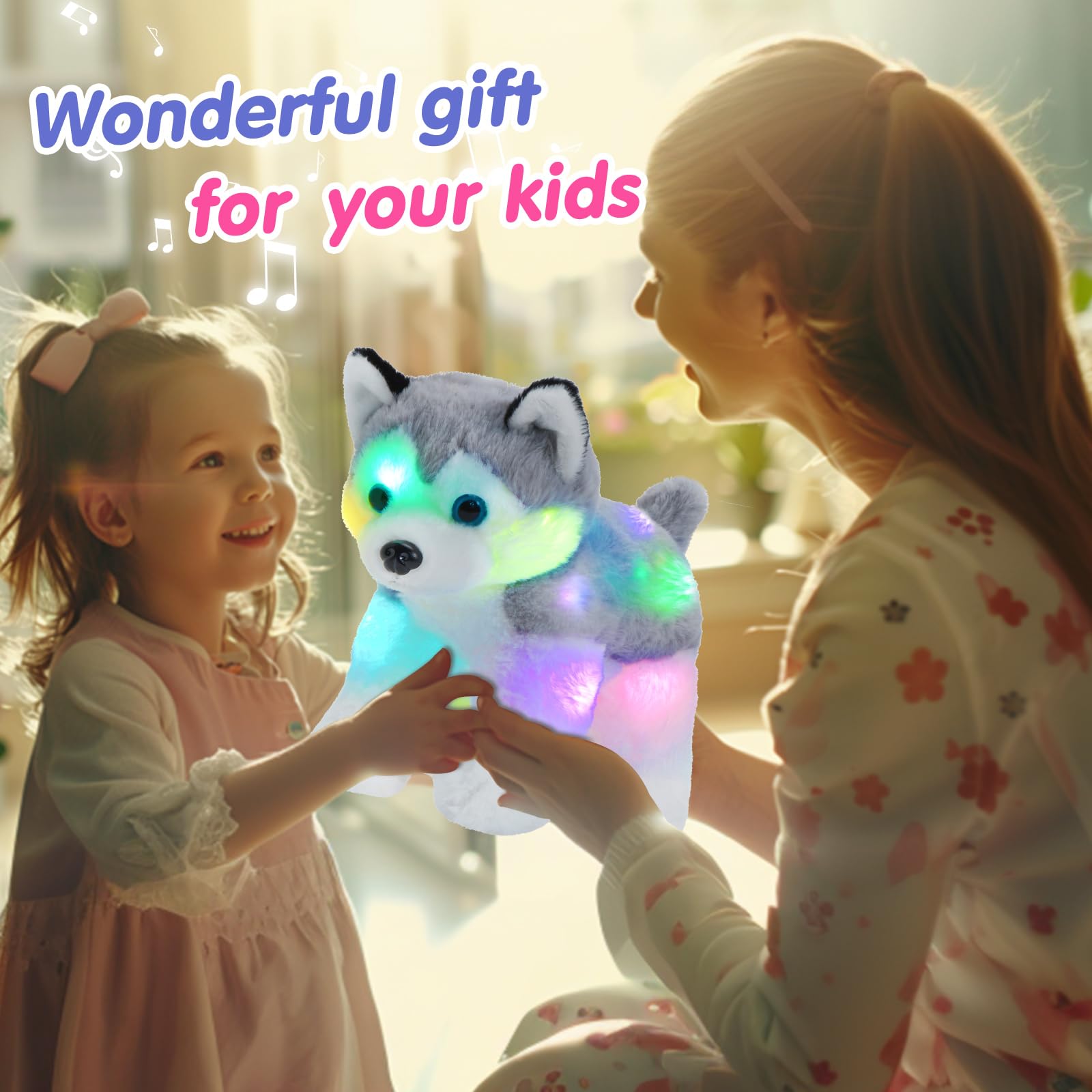 Foto 4 pulgar | Peluche Bstaofy Husky Puppy Con Música Y Luz De 30 Cm - Venta Internacional.
