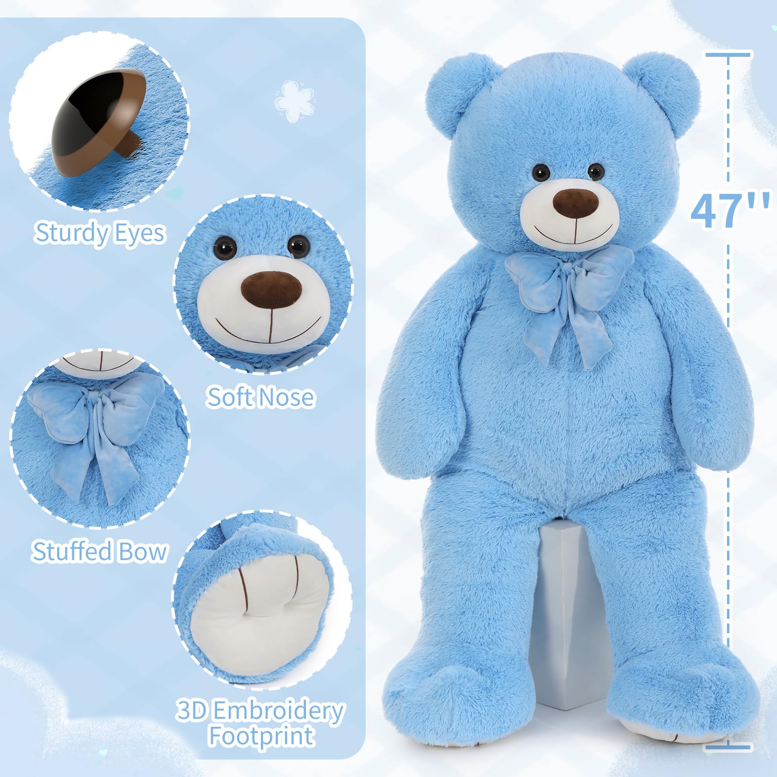 Foto 6 pulgar | Oso De Peluche Morismos Big Animal, 120 Cm, Azul, Para Niños - Venta Internacional.
