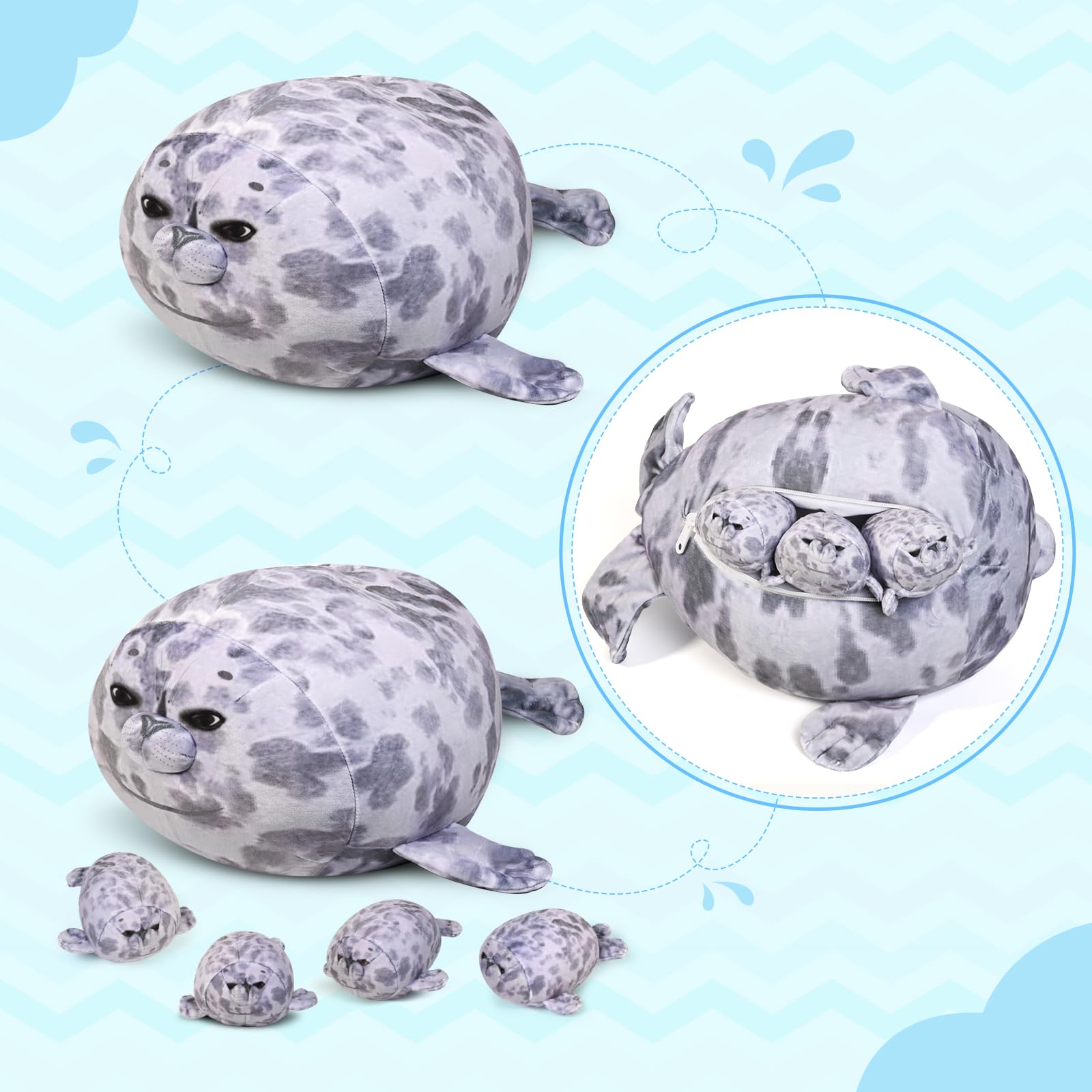 Foto 5 pulgar | Peluche Kmuysl Seal Mommy con 4 Mini Peluches  - Venta Internacional