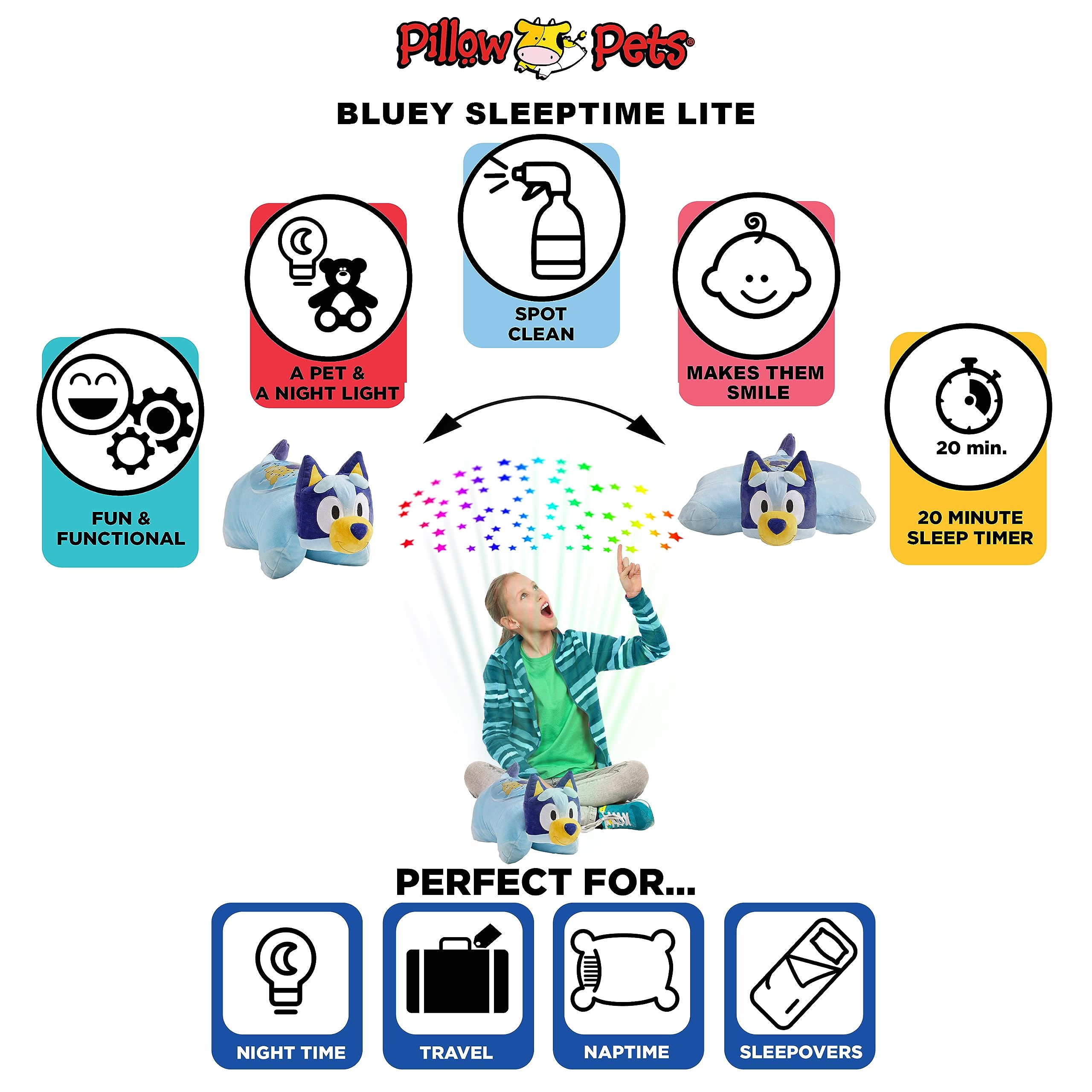 Foto 5 | Almohada De Peluche Para Mascotas Bluey Sleeptime Lite, 28 Cm - Venta Internacional.