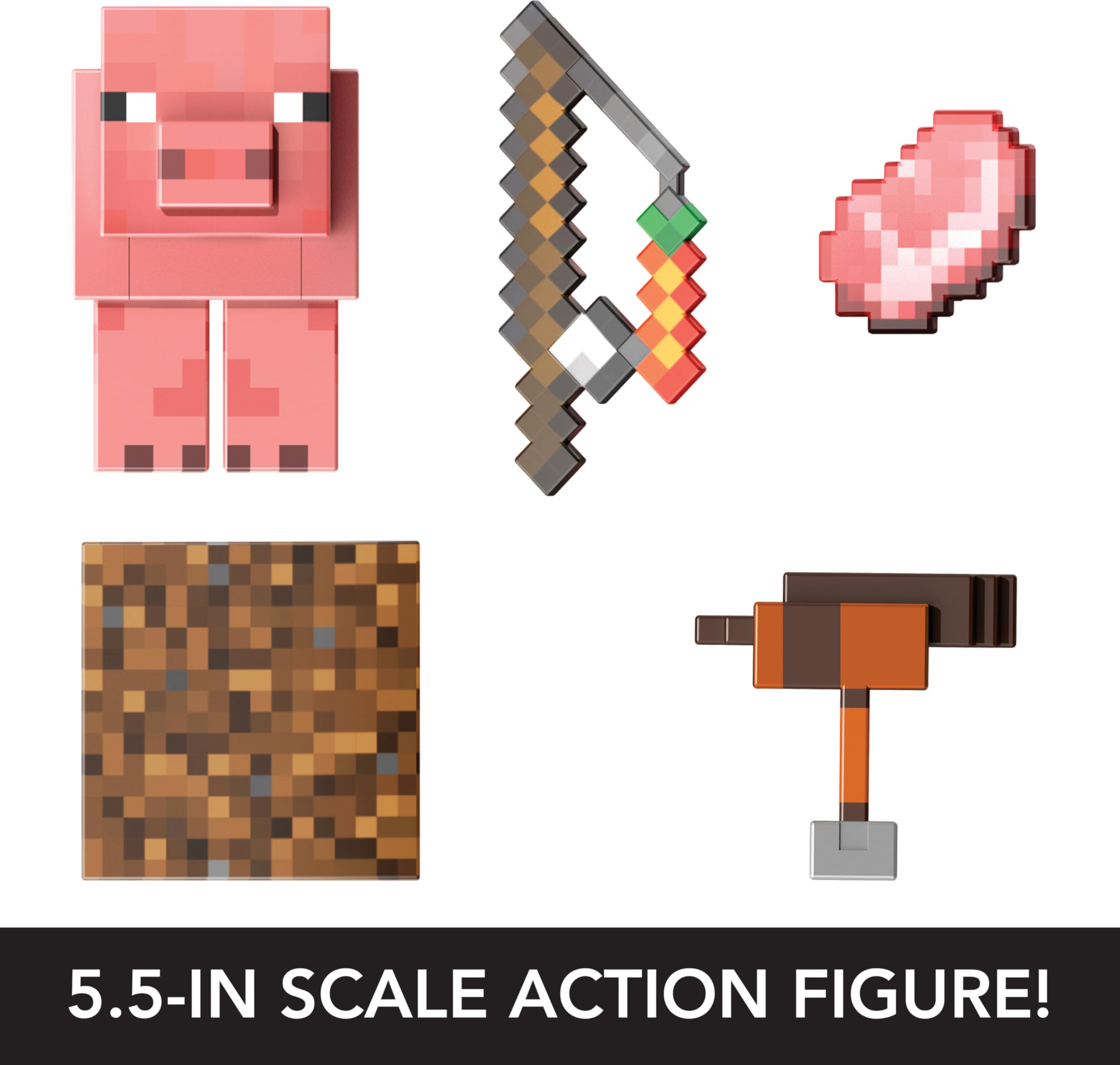 Foto 4 pulgar | Figura De Acción Mattel Minecraft Diamond Level Pig 5.5 Pulgadas - Venta Internacional.