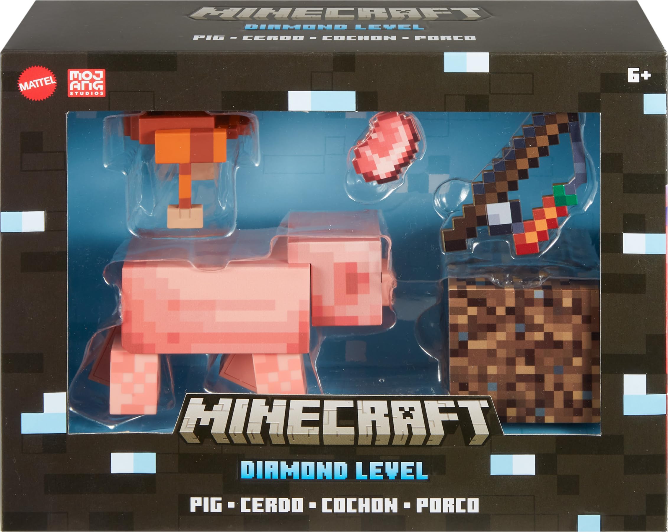 Foto 7 pulgar | Figura De Acción Mattel Minecraft Diamond Level Pig 5.5 Pulgadas - Venta Internacional.