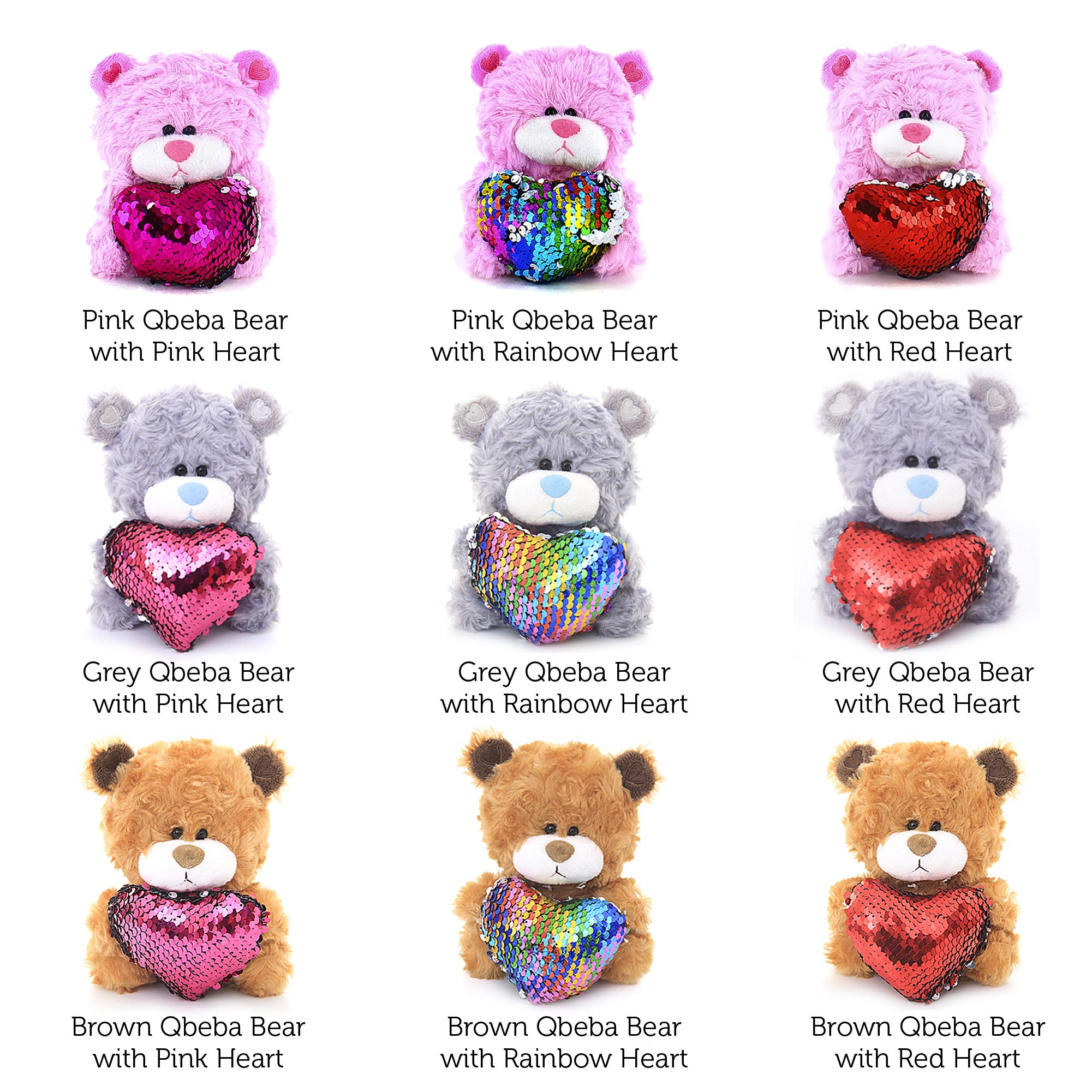 Foto 5 pulgar | Oso De Peluche Plushland Qbeba De 15 Cm Con Corazón De Lentejuelas - Venta Internacional.