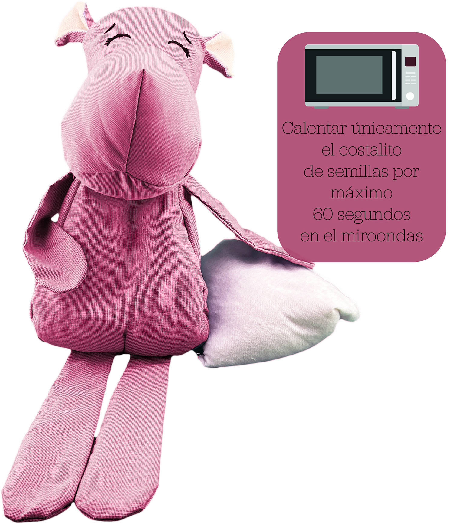 Foto 3 pulgar | Peluche De Hipopótamo Con Semillas Térmicas Para Bebés. Luulu Hipopótamo Rosa Ayuda A Mejorar El Sueño De Tu Bebé.