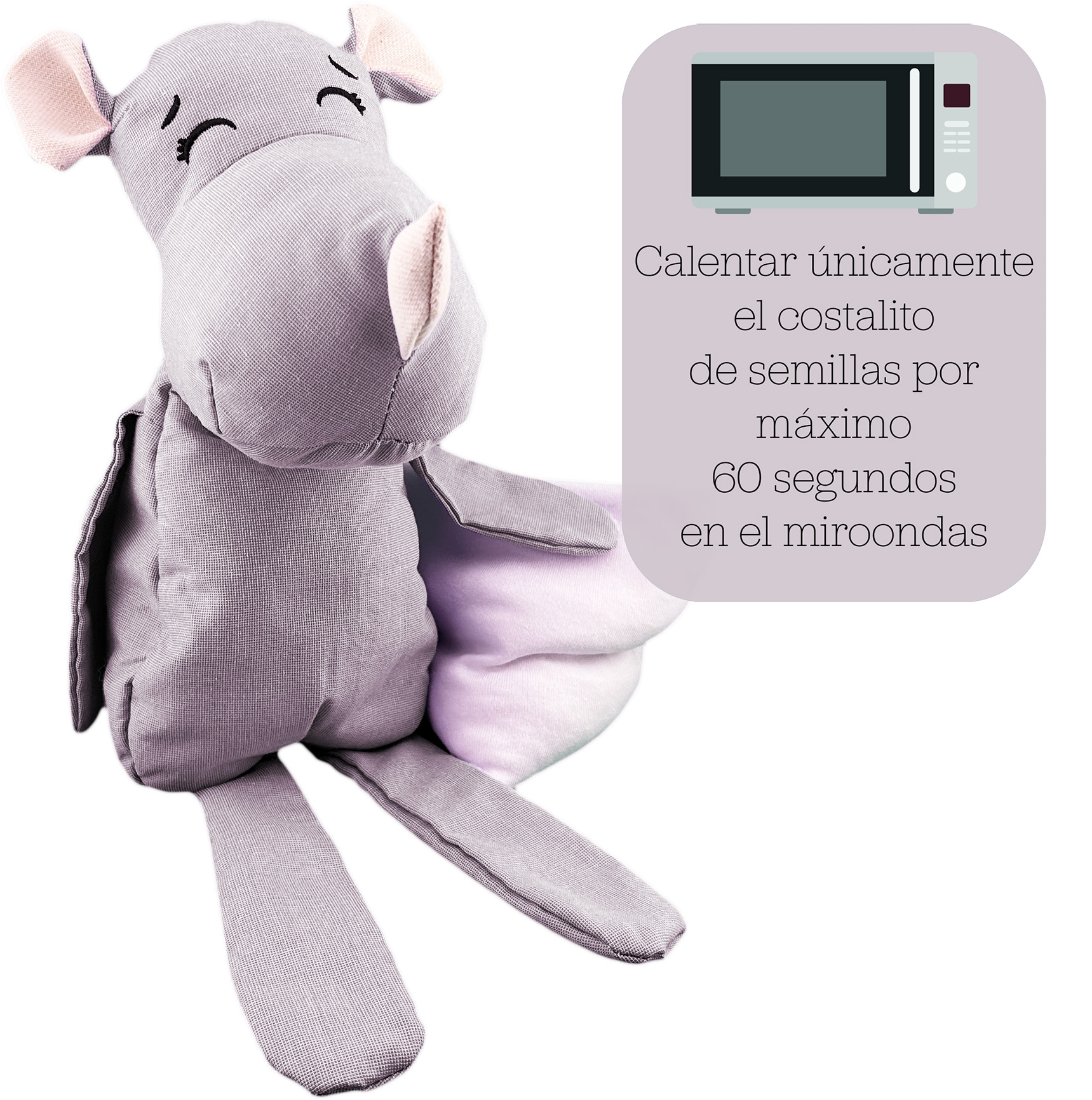 Foto 3 pulgar | Peluche De Rinoceronte Con Semillas Térmicas Para Bebés. Luulu Rinoceronte Gris Ayuda A Mejorar El Sueño De Tu Bebé.