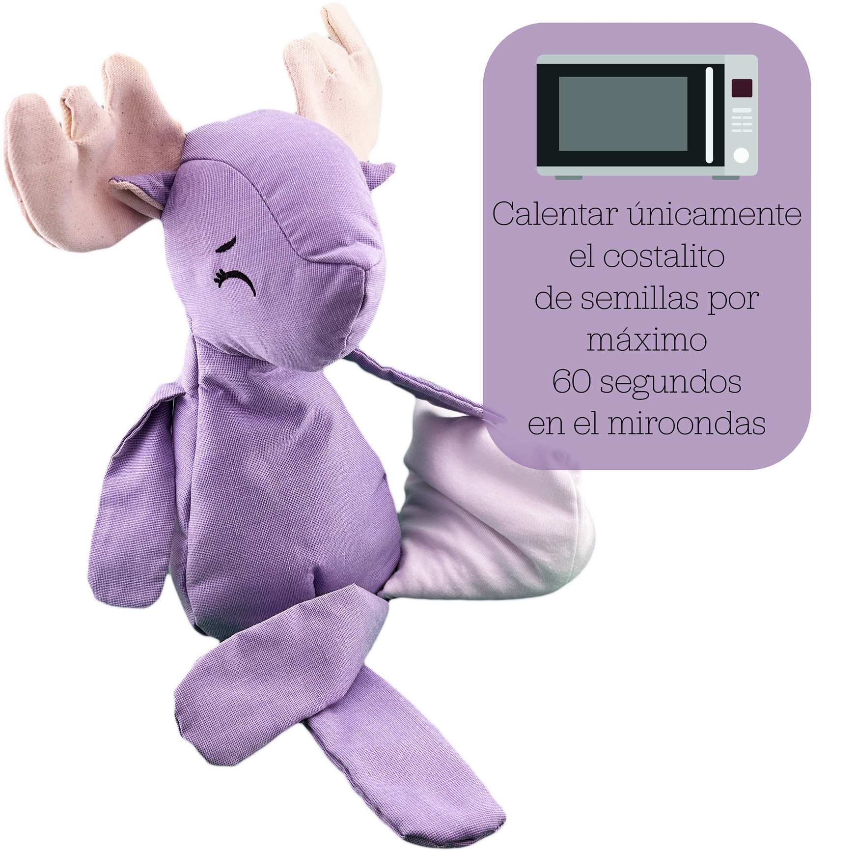 Foto 4 pulgar | Peluche De Venado Con Semillas Térmicas Para Bebés. Luulu Venado Lila Ayuda A Mejorar El Sueño De Tu Bebé.