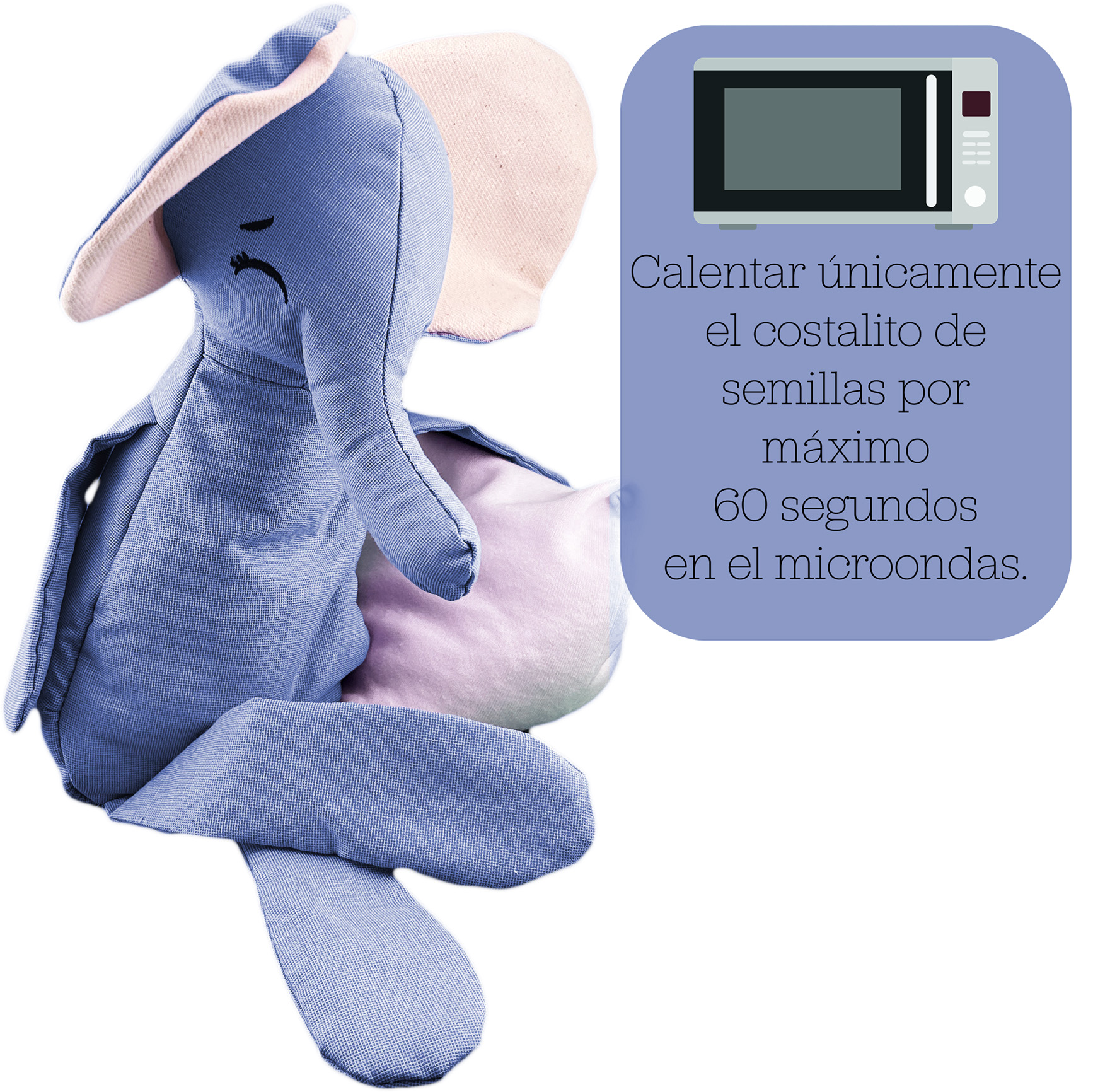Foto 4 pulgar | Peluche De Elefante Con Semillas Térmicas Para Bebés Luulu Elefante Azul Ayuda A Mejorar El Sueño De Tu Bebé.
