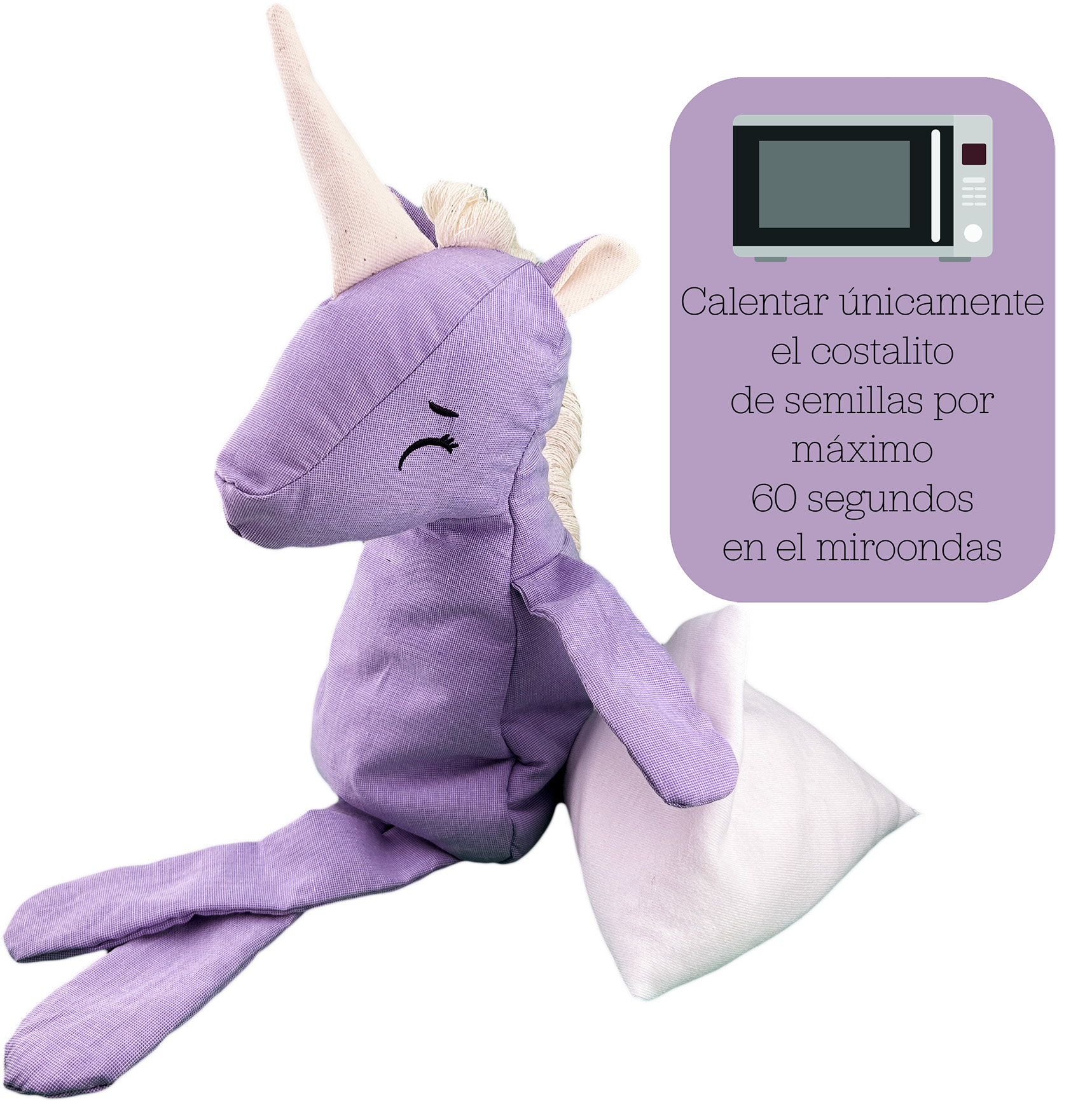 Foto 4 pulgar | Peluche De Unicornio Con Semillas Térmicas Para Bebés. Luulu Unicornio Lila Ayuda A Mejorar El Sueño De Tu Bebé.