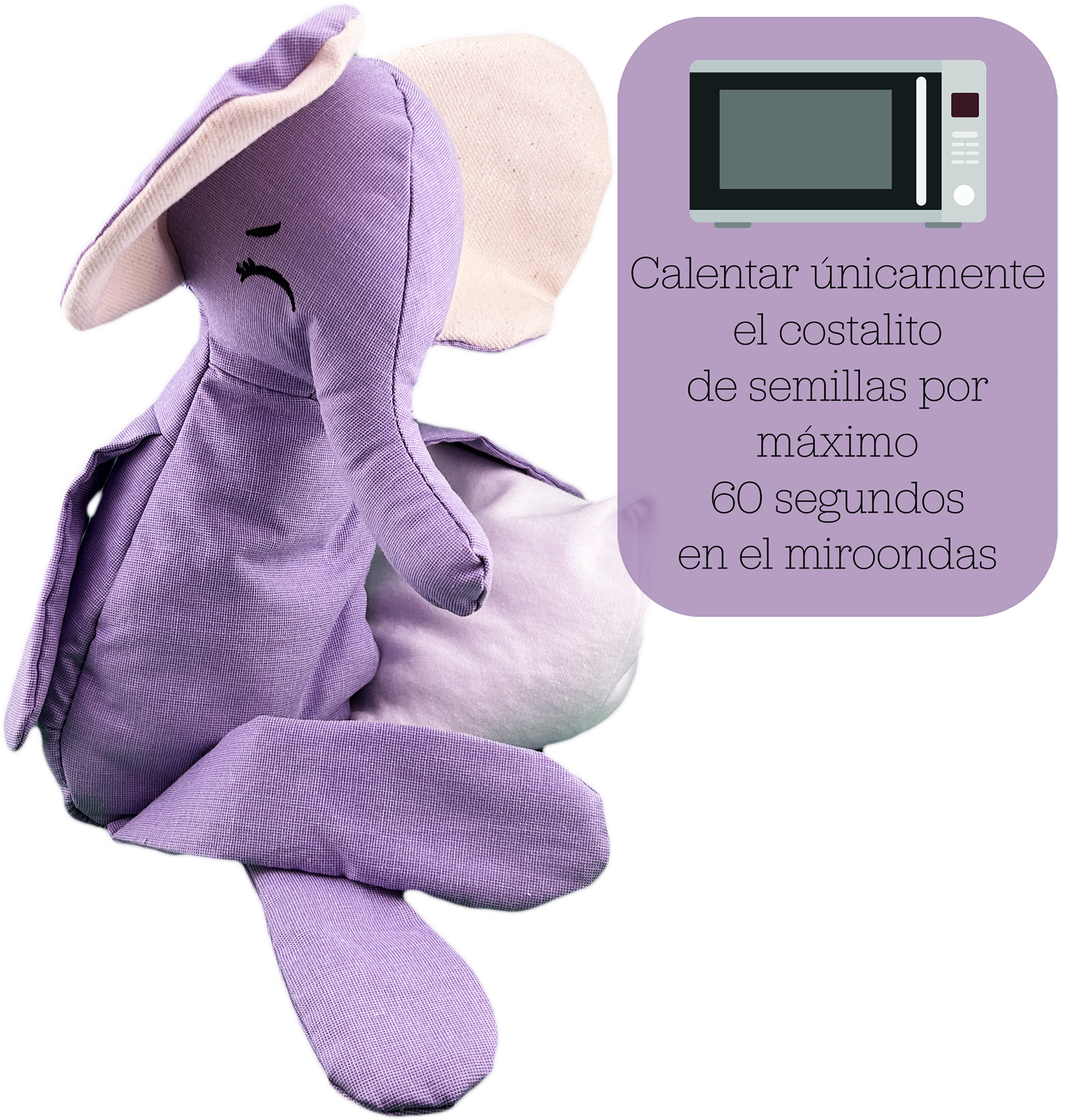 Foto 3 pulgar | Peluche De Elefante Con Semillas Térmicas Para Bebés. Luulu Elefante Lila Ayuda A Mejorar El Sueño De Tu Bebé.