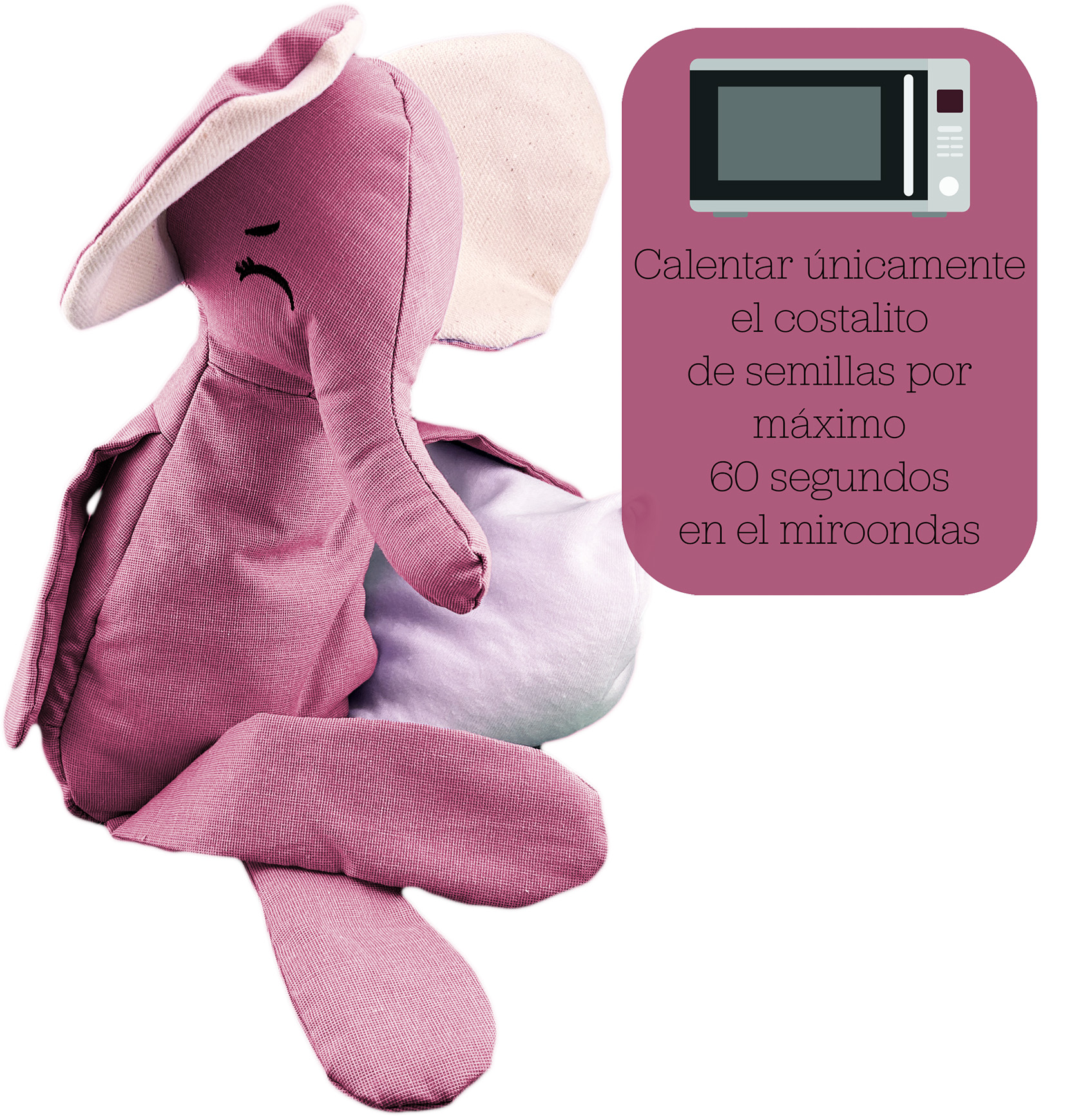 Foto 3 pulgar | Peluche De Elefante Con Semillas Térmicas Para Bebés. Luulu Elefante Rosa Ayuda A Mejorar El Sueño De Tu Bebé.