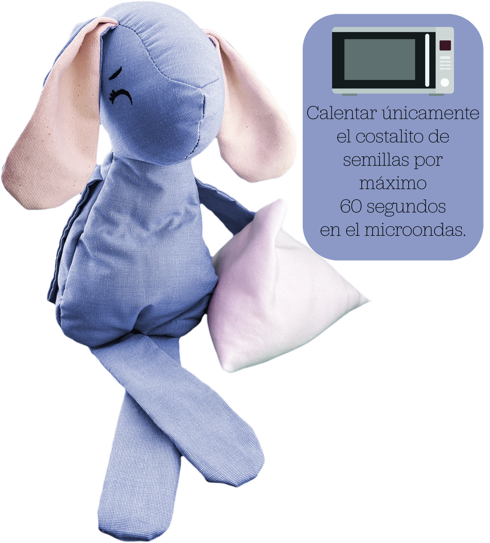 Foto 4 pulgar | Peluche De Conejo Con Semillas Térmicas Para Bebés Luulu Conejo Azul Ayuda A Mejorar El Sueño De Tu Bebé