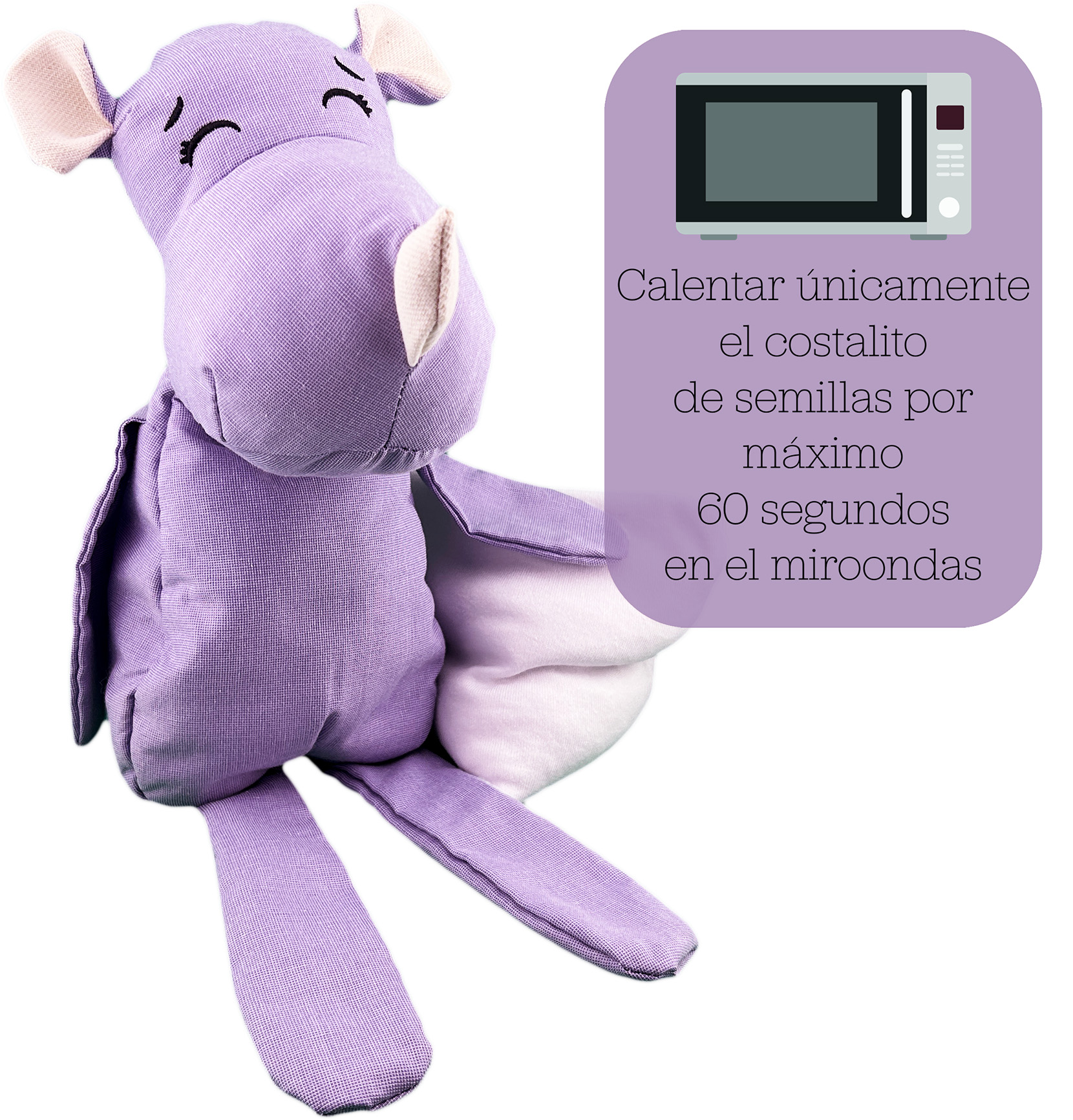 Foto 3 pulgar | Peluche De Rinoceronte Con Semillas Térmicas Para Bebés. Luulu Rinoceronte Lila Ayuda A Mejorar El Sueño De Tu Bebé.