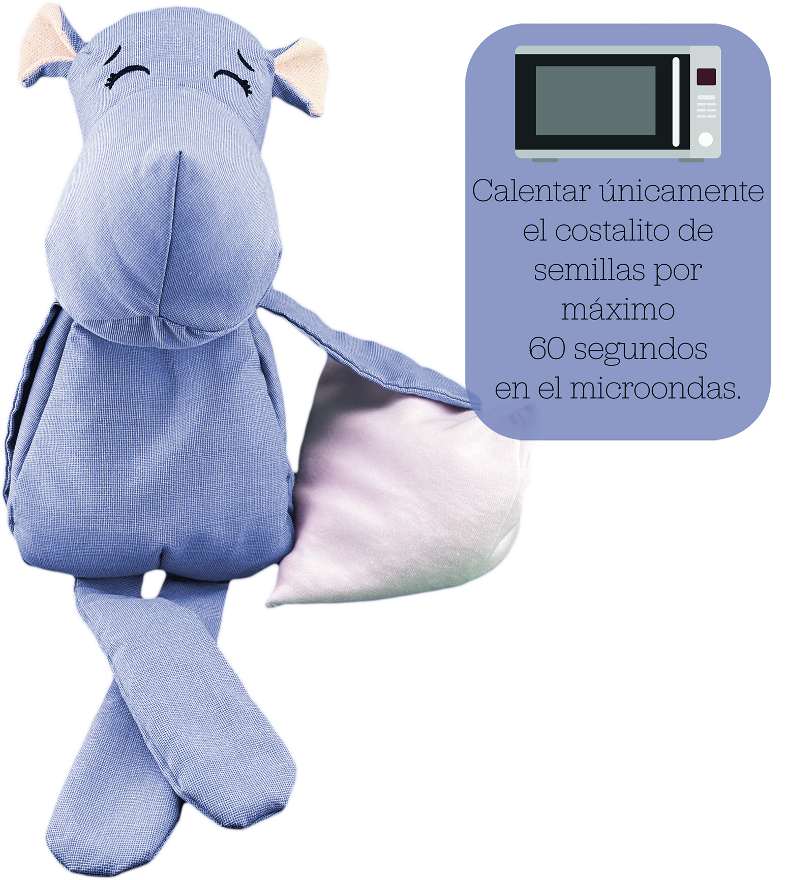Foto 3 pulgar | Peluche De Hipopótamo Con Semillas Térmicas Para Bebés. Luulu Hipopótamo Azul Ayuda A Mejorar El Sueño De Tu Bebé.