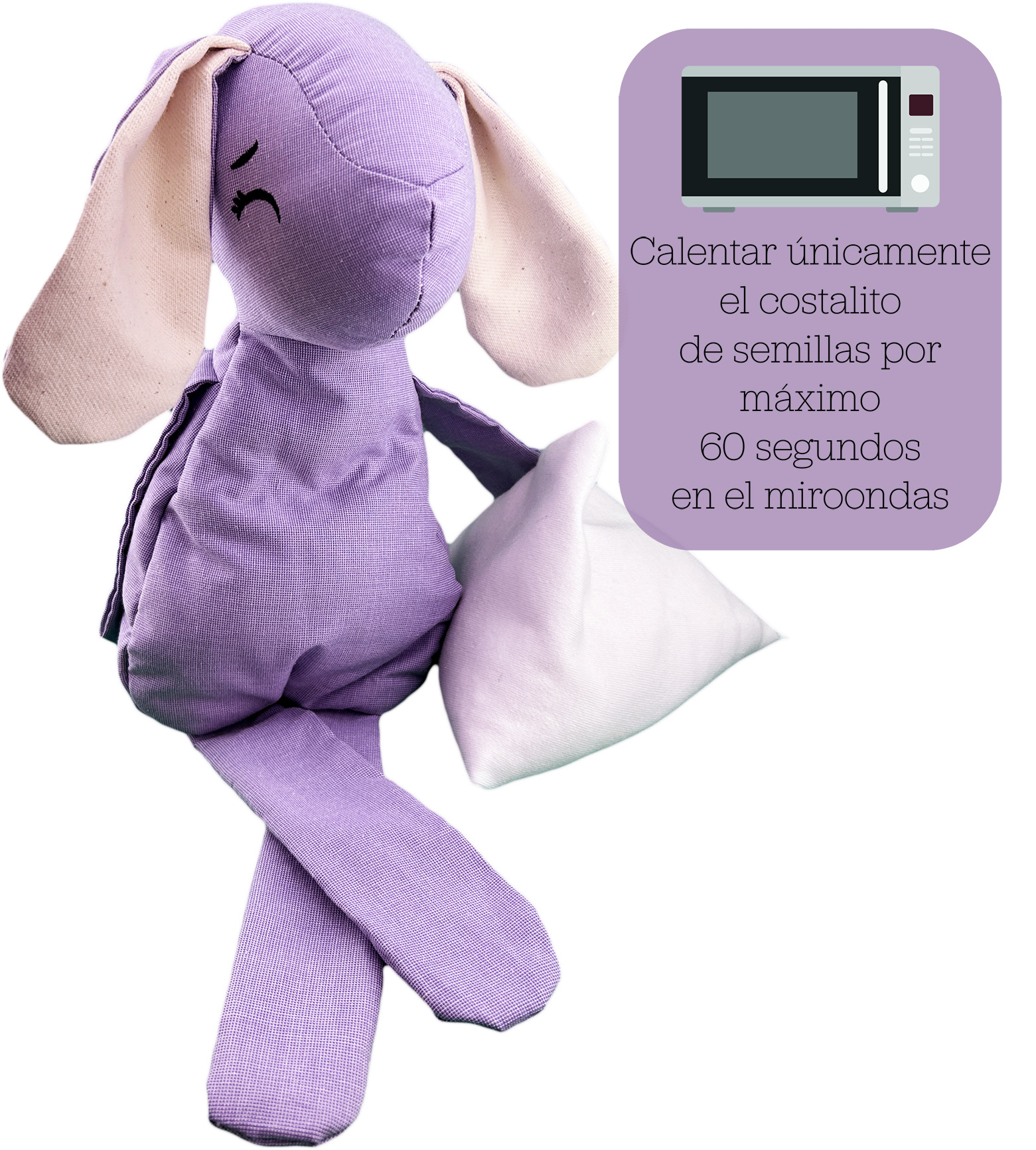 Foto 4 pulgar | Peluche De Conejo Con Semillas Térmicas Para Bebés Luulu Conejo Lila Ayuda A Mejorar El Sueño De Tu Bebé