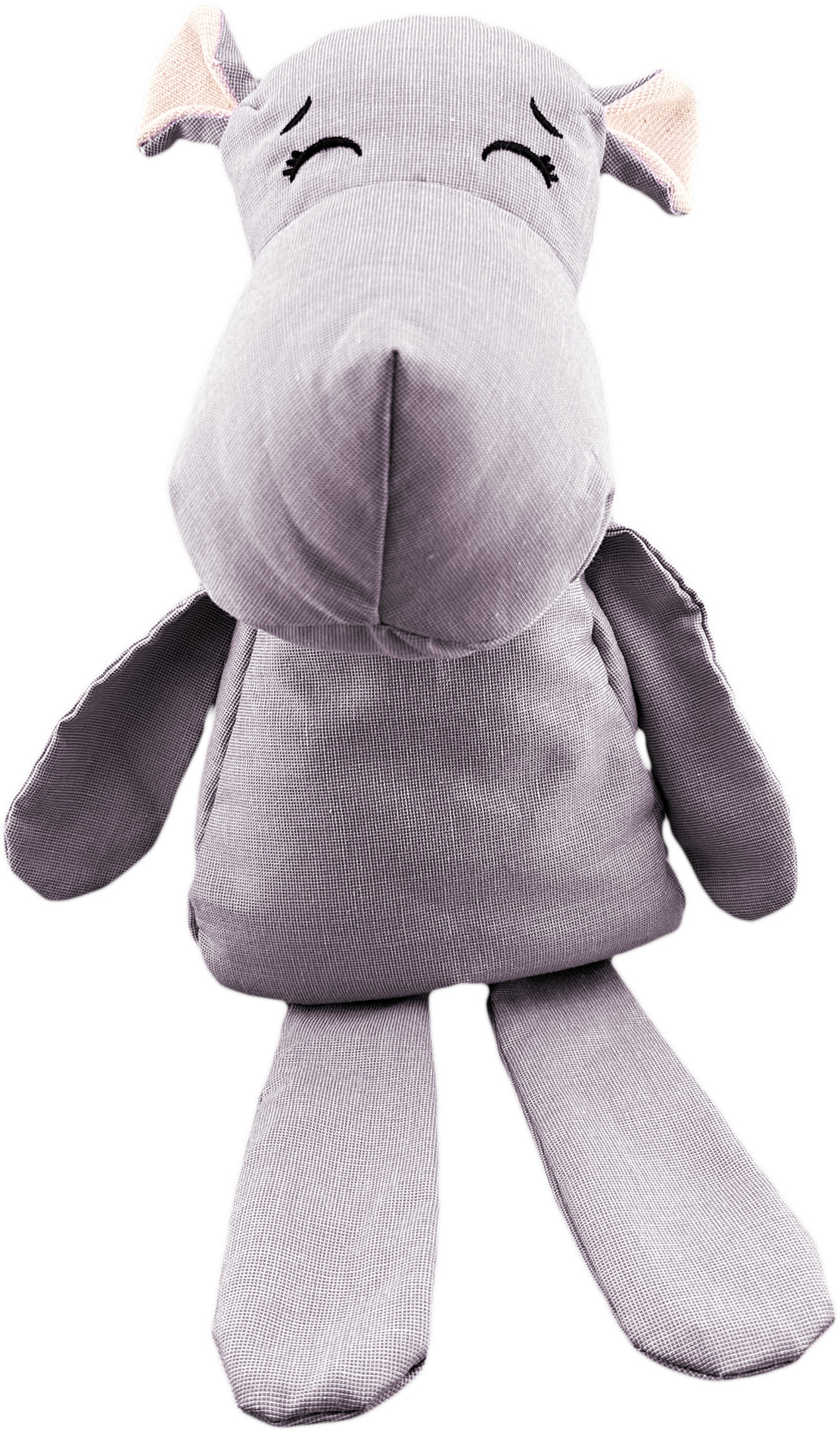Peluche De Hipopótamo Con Semillas Térmicas Para Bebés. Luulu Hipopótamo Gris Ayuda A Mejorar El Sueño De Tu Bebé.