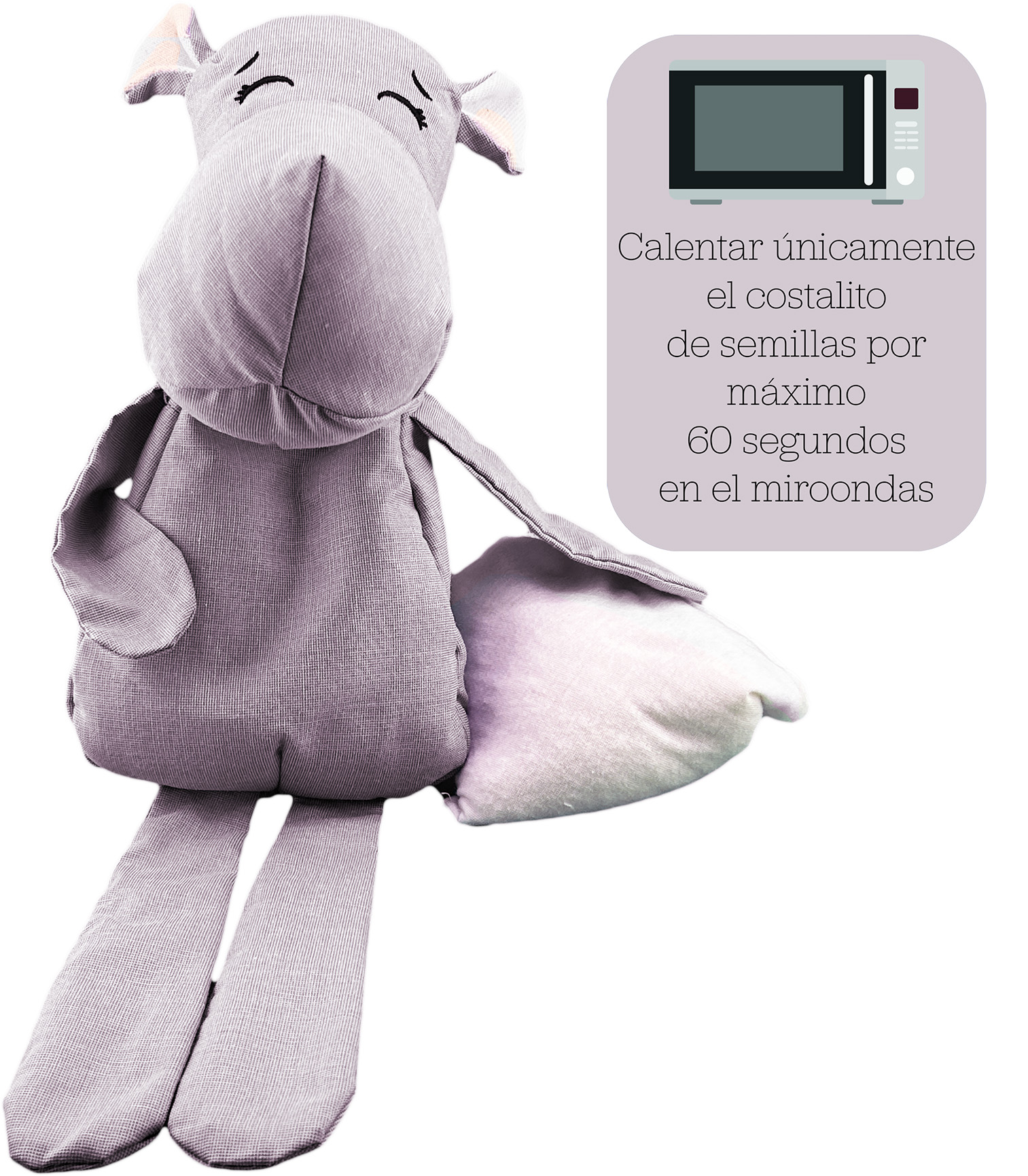 Foto 3 pulgar | Peluche De Hipopótamo Con Semillas Térmicas Para Bebés. Luulu Hipopótamo Gris Ayuda A Mejorar El Sueño De Tu Bebé.