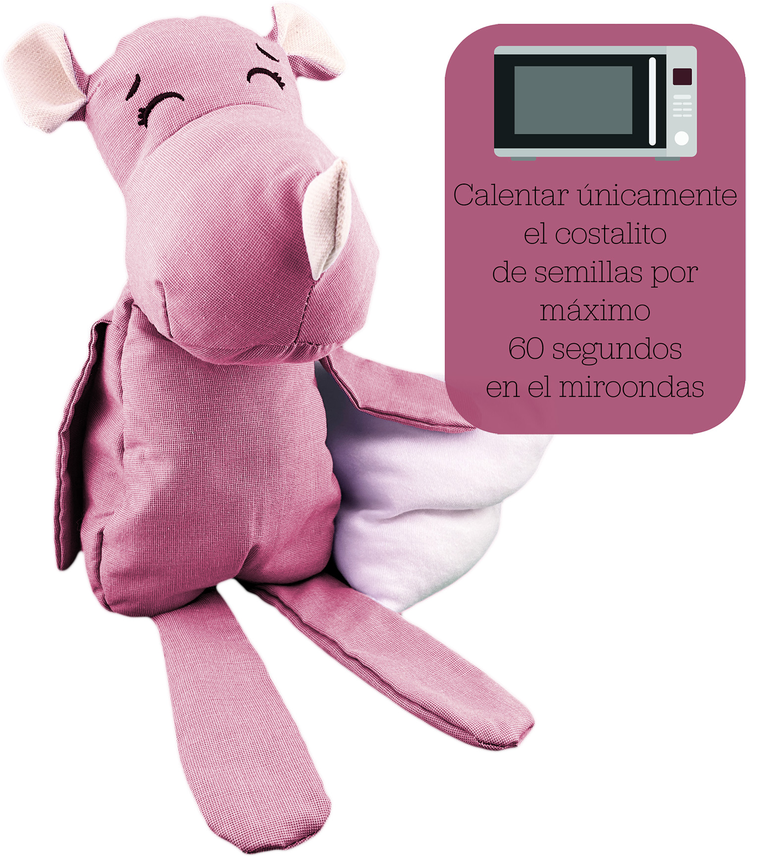 Foto 3 pulgar | Peluche De Rinoceronte Con Semillas Térmicas Para Bebés. Luulu Rinoceronte Rosa Ayuda A Mejorar El Sueño De Tu Bebé.
