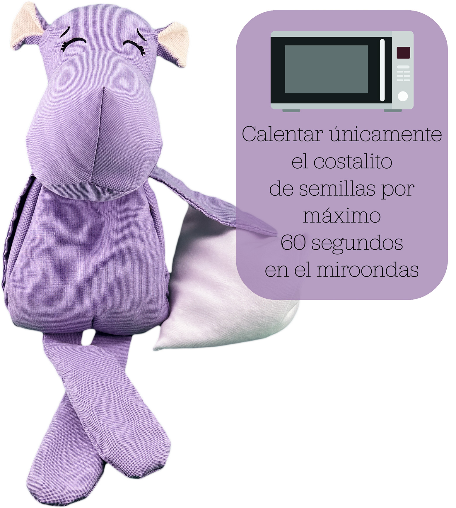 Foto 3 pulgar | Peluche De Hipopótamo Con Semillas Térmicas Para Bebés. Luulu Hipopótamo Lila Ayuda A Mejorar El Sueño De Tu Bebé.