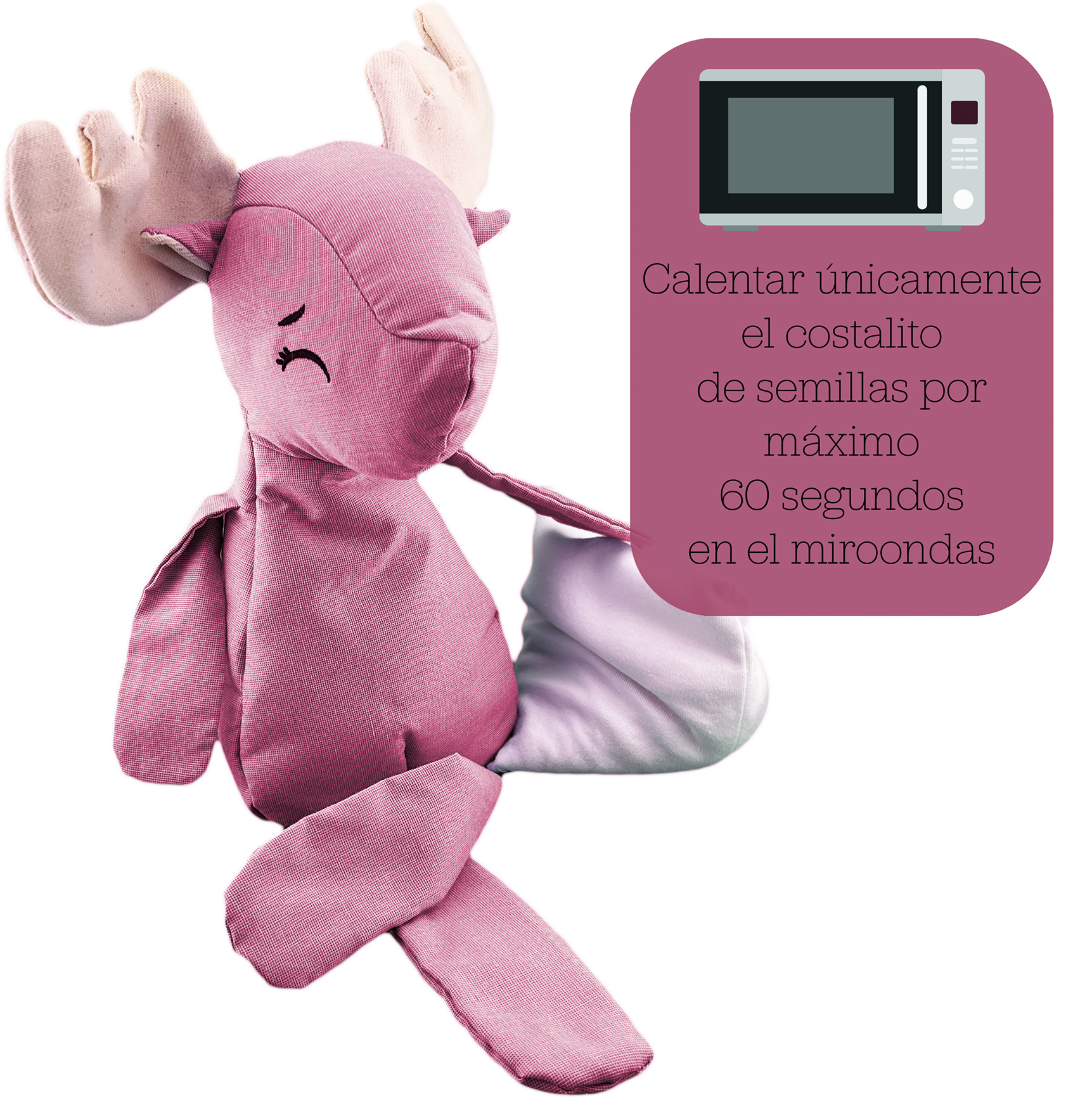 Foto 4 pulgar | Peluche De Venado Con Semillas Térmicas Para Bebés. Luulu Venado Rosa Ayuda A Mejorar El Sueño De Tu Bebé.