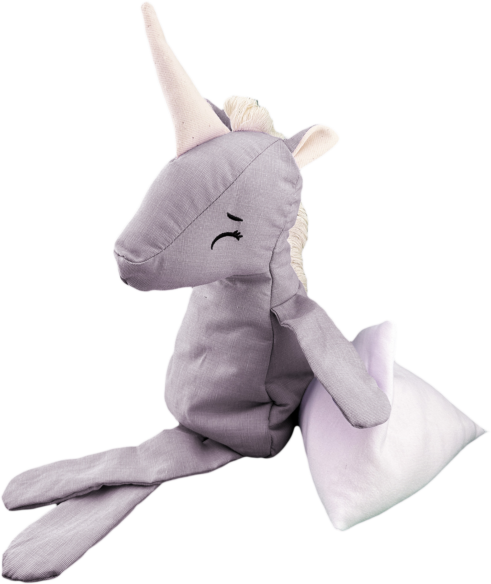 Peluche De Unicornio Con Semillas Térmicas Para Bebés. Luulu Unicornio Gris Ayuda A Mejorar El Sueño De Tu Bebé.