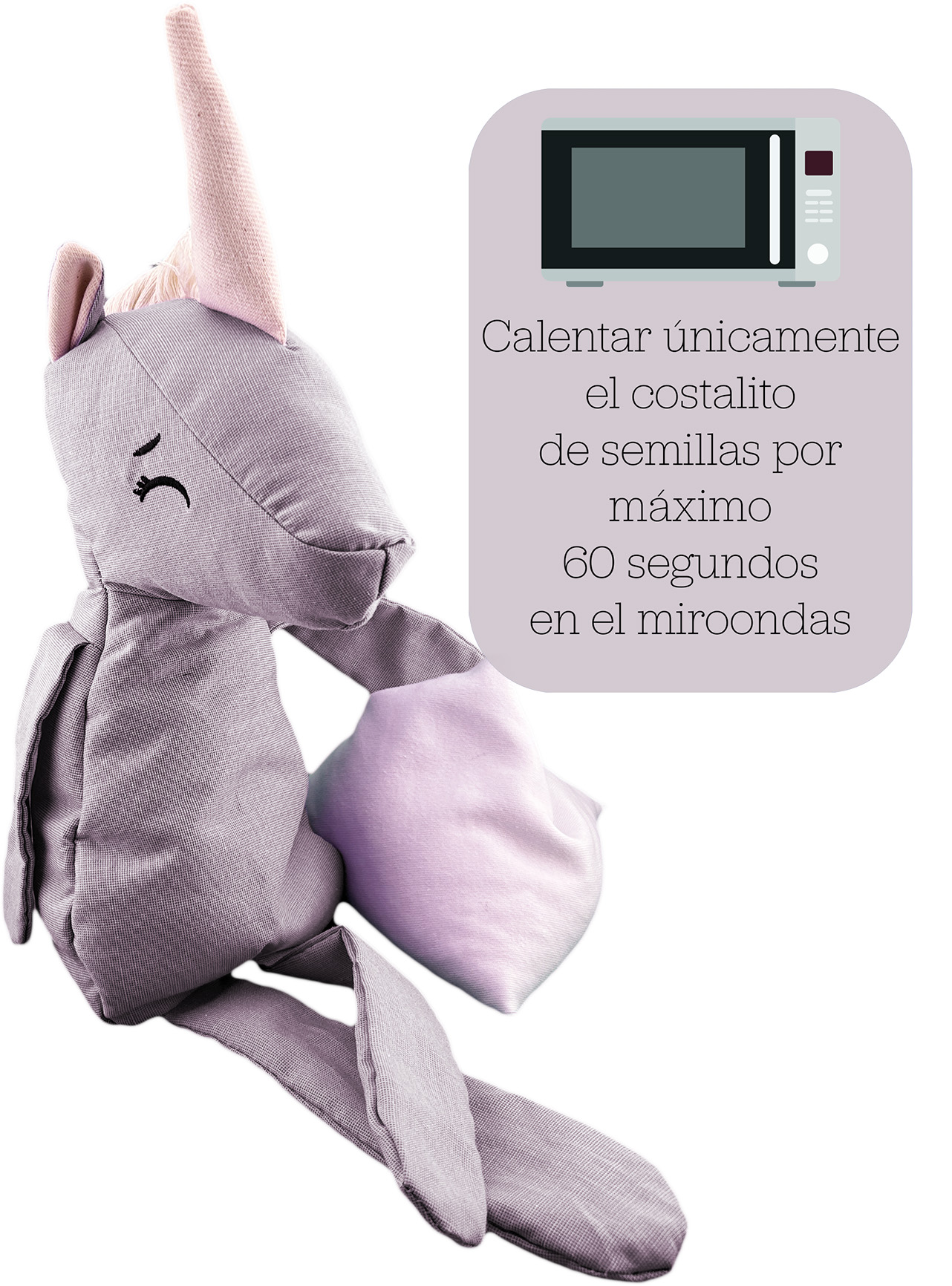 Foto 4 pulgar | Peluche De Unicornio Con Semillas Térmicas Para Bebés. Luulu Unicornio Gris Ayuda A Mejorar El Sueño De Tu Bebé.
