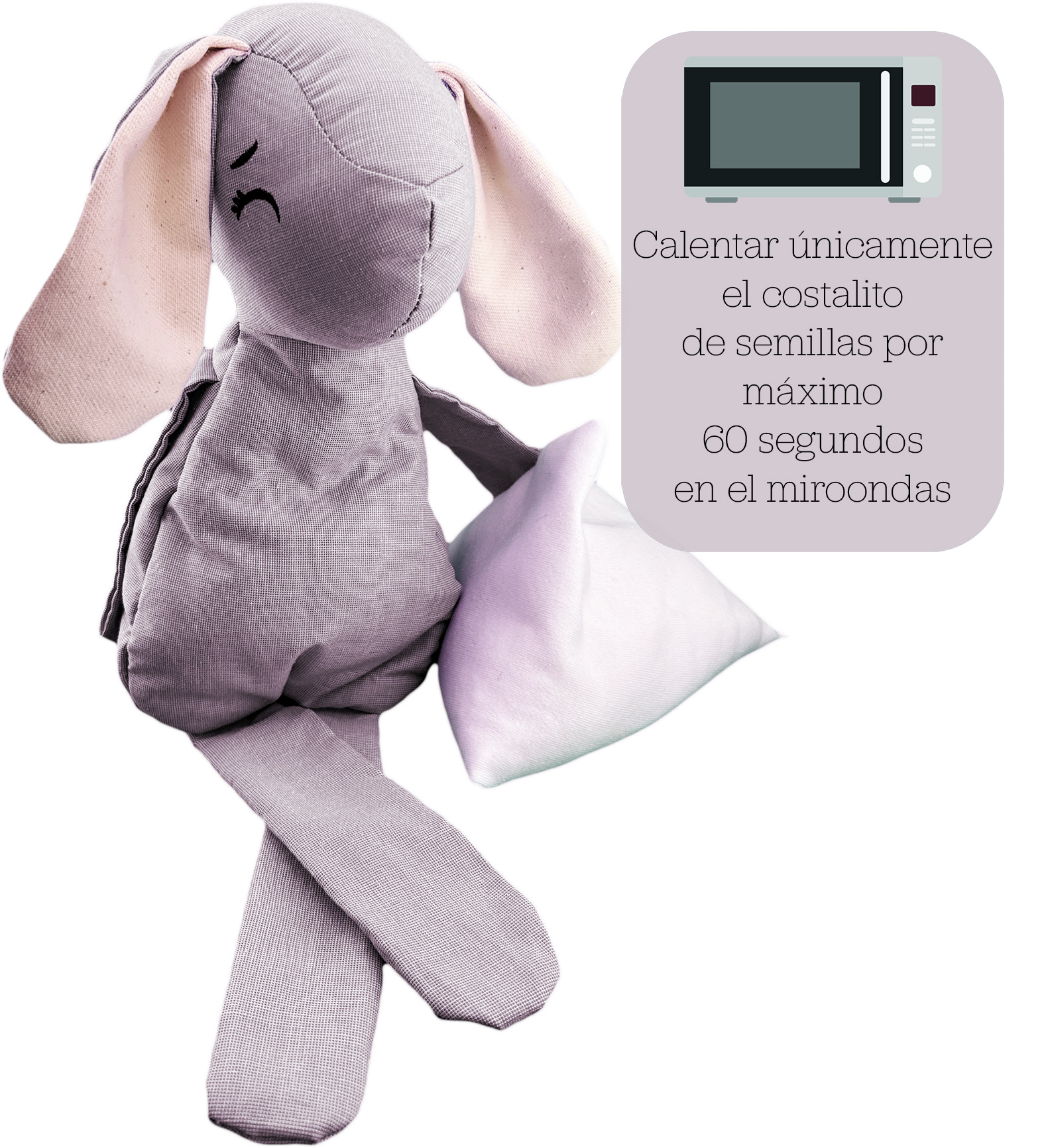 Foto 4 pulgar | Peluche De Conejo Con Semillas Térmicas Para Bebés Luulu Conejo Gris Ayuda A Mejorar El Sueño De Tu Bebé