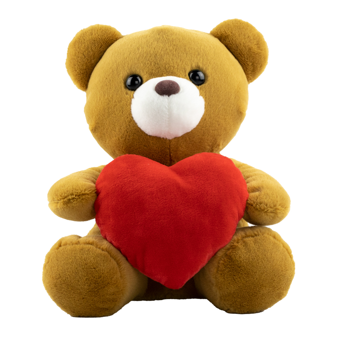 Muñeco De Peluche Oso Café Con Corazón Rojo