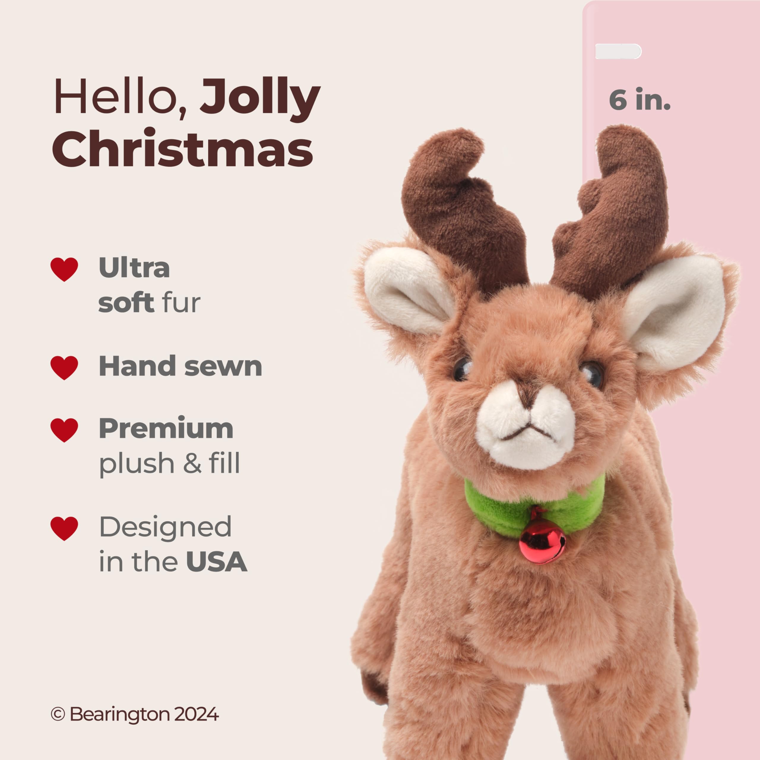 Foto 3 pulgar | Animal De Peluche Bearington Jolly Reindeer, 15 Cm, Regalo De Navidad - Venta Internacional.