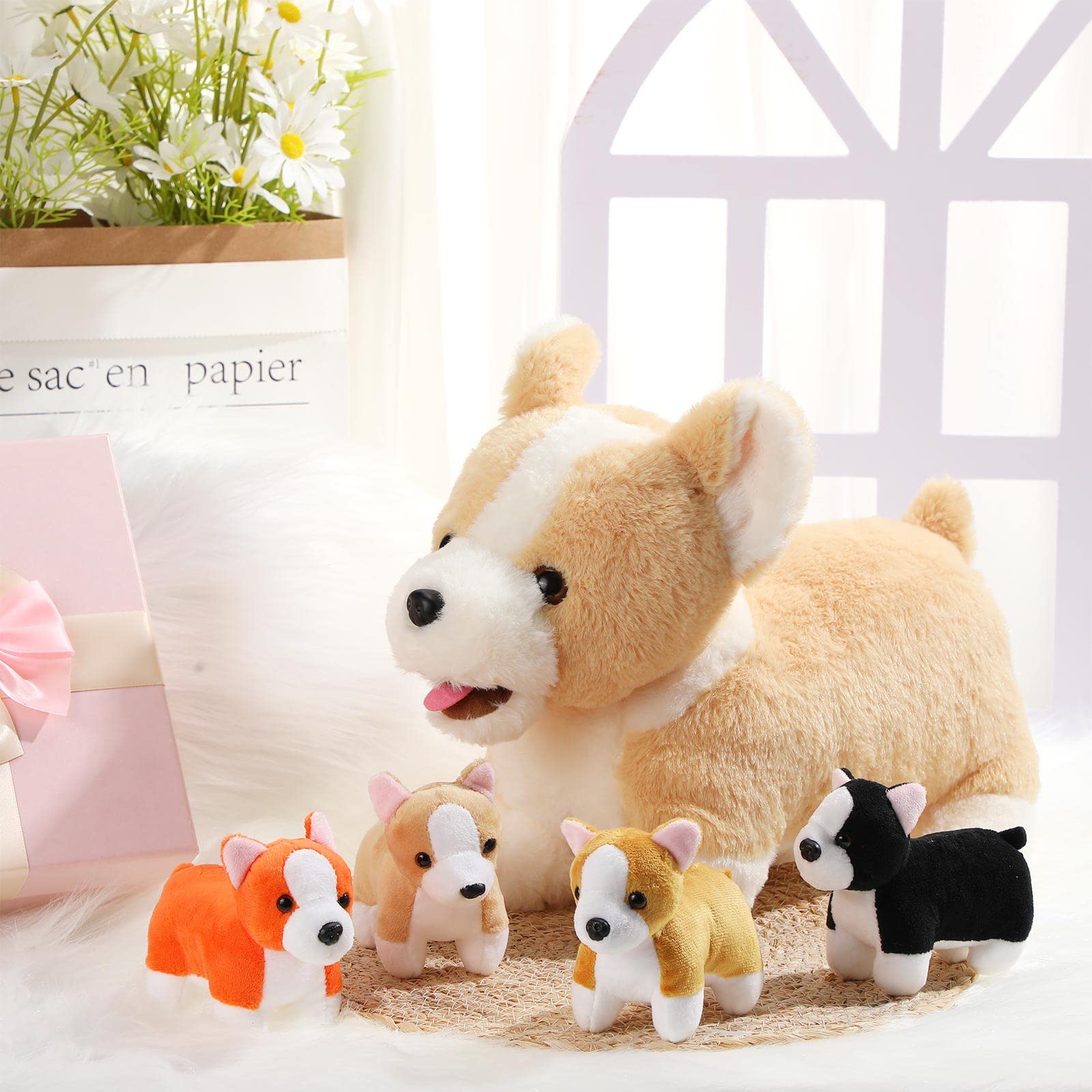 Foto 5 pulgar | Perro Skylety De Peluche Con Bebés En Su Interior Para Niños Corgi - Venta Internacional.