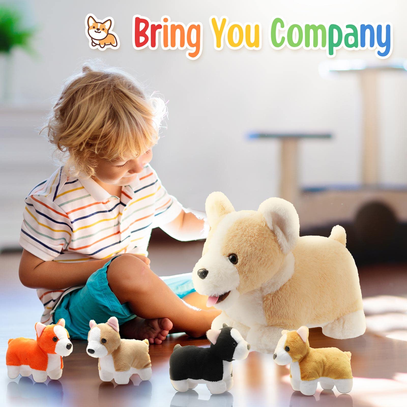 Foto 6 pulgar | Perro Skylety De Peluche Con Bebés En Su Interior Para Niños Corgi - Venta Internacional.