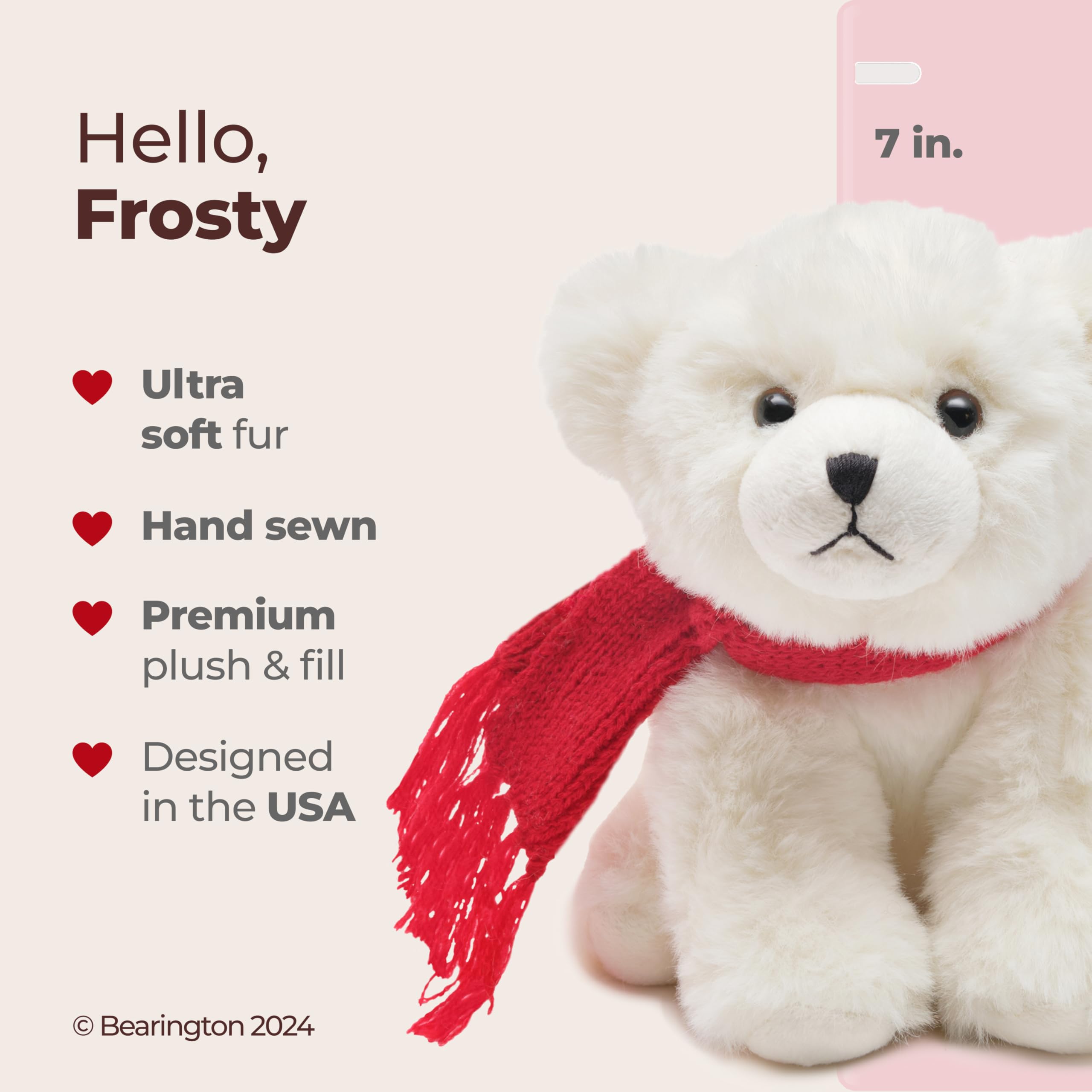 Foto 3 pulgar | Oso Polar Bearington Frosty De Peluche De 18 Cm Con Bufanda Navideña - Venta Internacional.