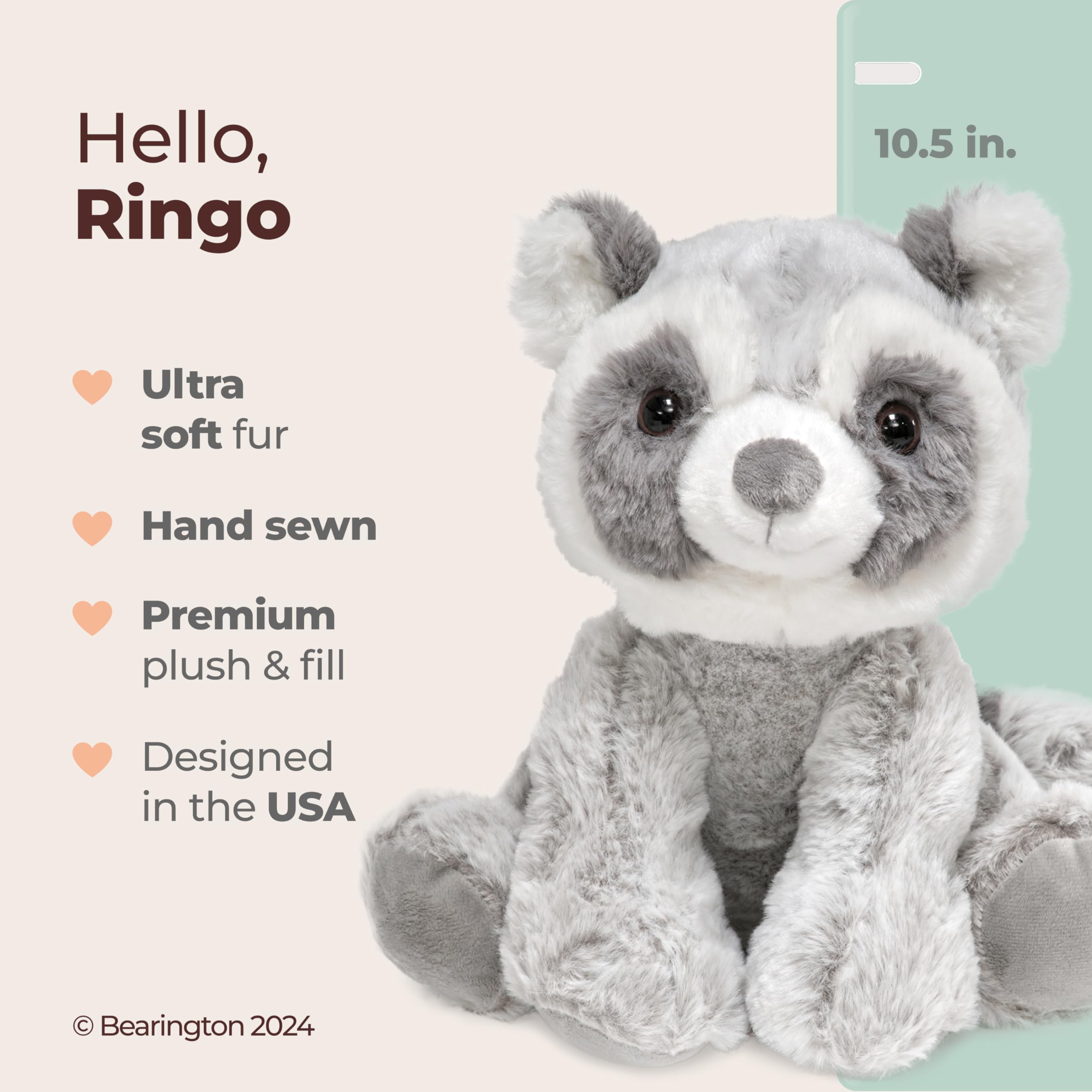 Foto 3 pulgar | Peluche Bearington Ringo, Mapache De Peluche, 26 Cm - Venta Internacional.