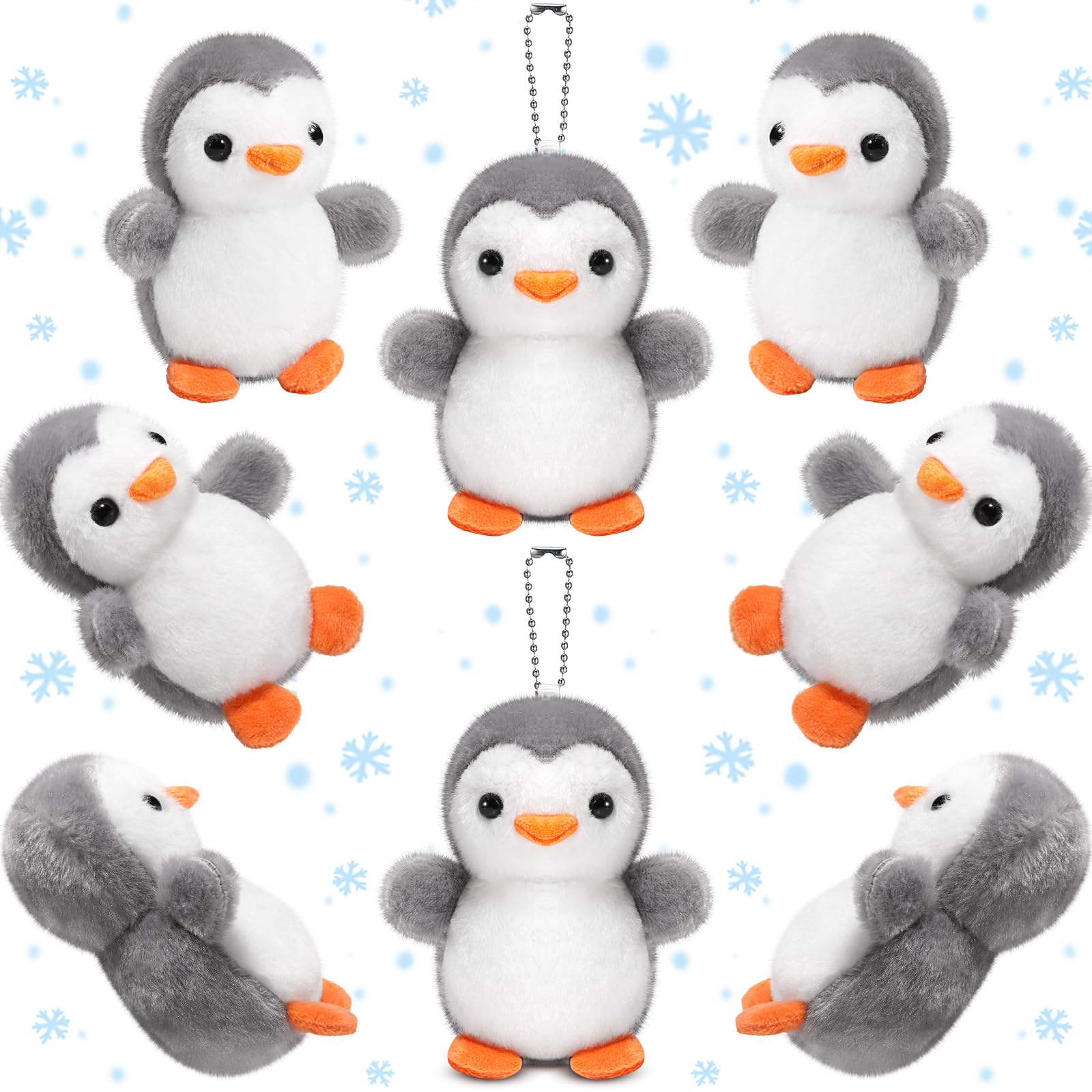 Llavero De Peluche Skylety Penguin, 10 Cm, 8 Unidades, Gris - Venta Internacional.