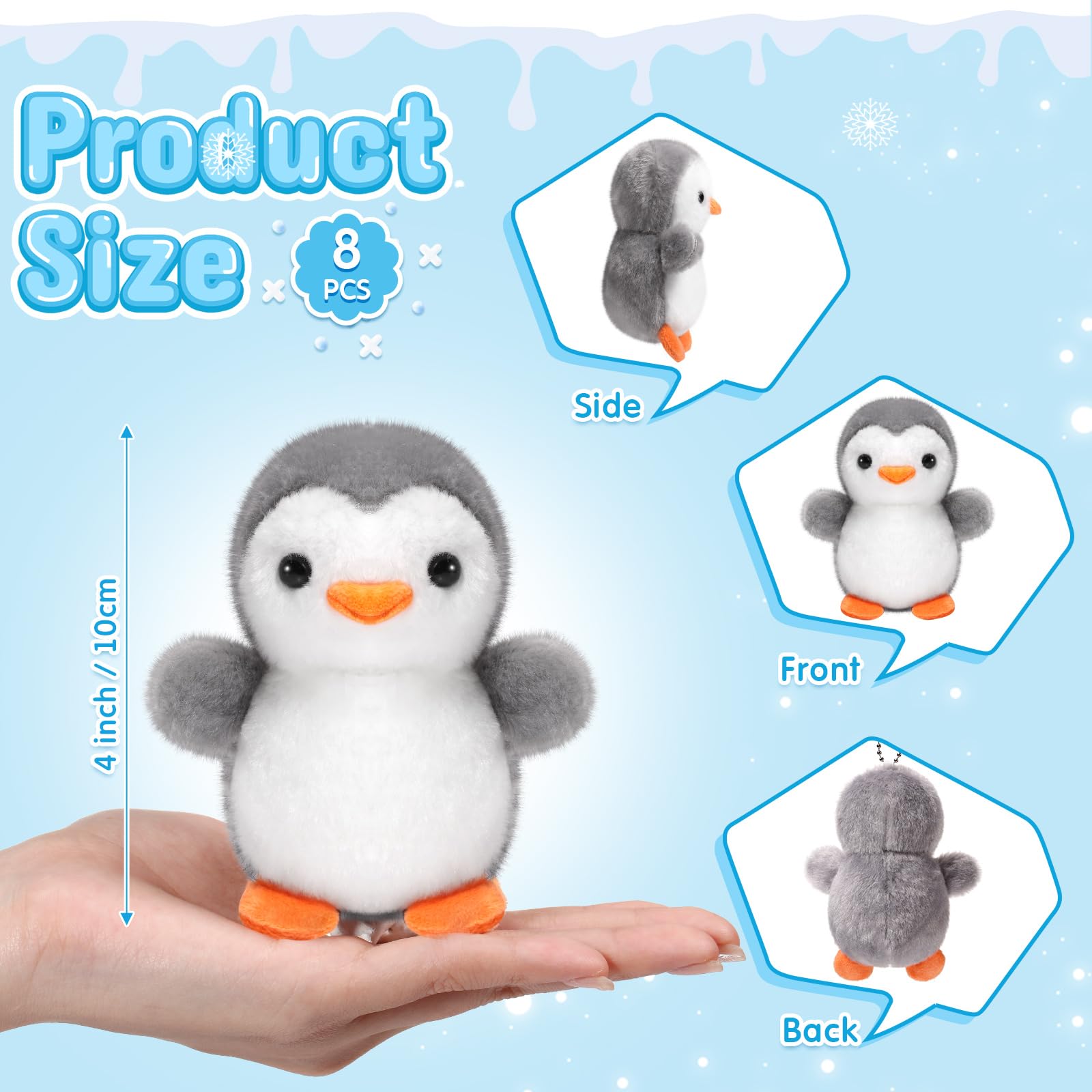 Foto 3 pulgar | Llavero De Peluche Skylety Penguin, 10 Cm, 8 Unidades, Gris - Venta Internacional.