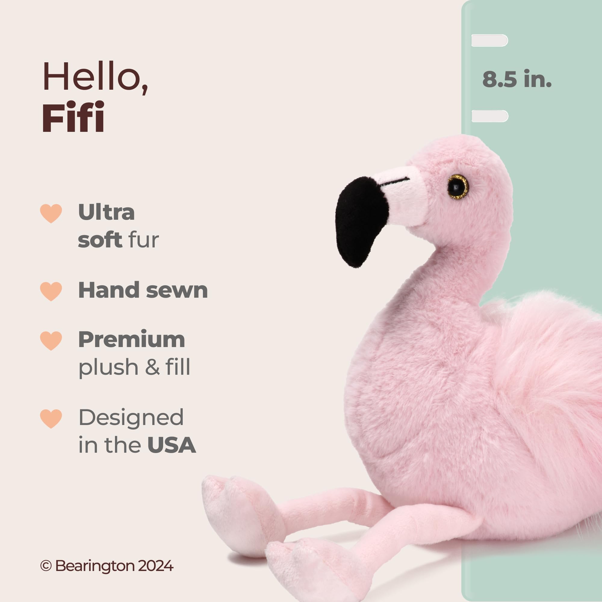 Foto 3 pulgar | Peluche De Peluche Bearington Flamingo Fifi Rosa 21 Cm - Venta Internacional.