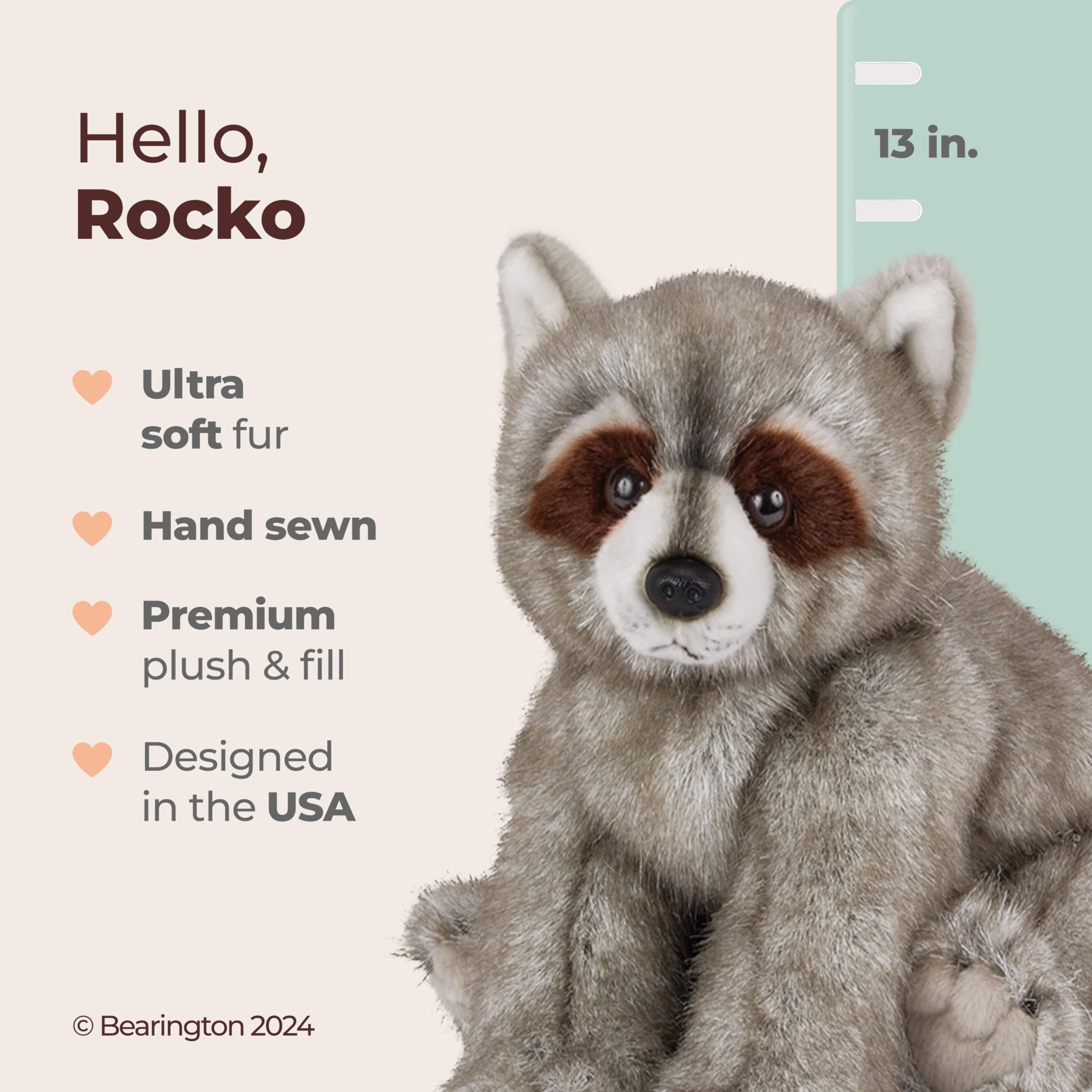 Foto 3 pulgar | Peluche De Peluche Bearington Rocko Raccoon 33 Cm - Venta Internacional.