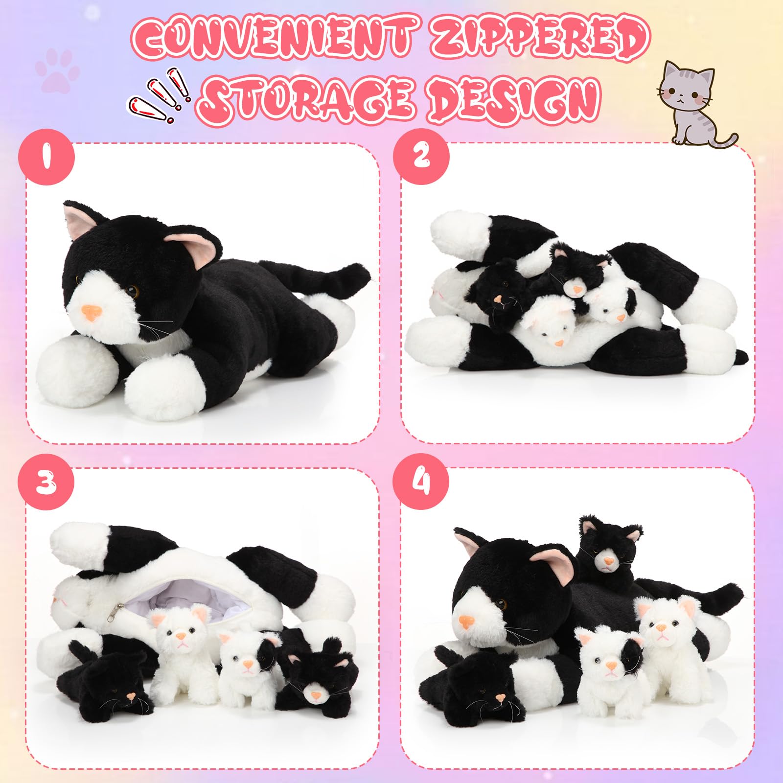 Foto 4 pulgar | Peluche Skylety Cat Con Bebés En El Vientre, 5 Unidades - Venta Internacional.