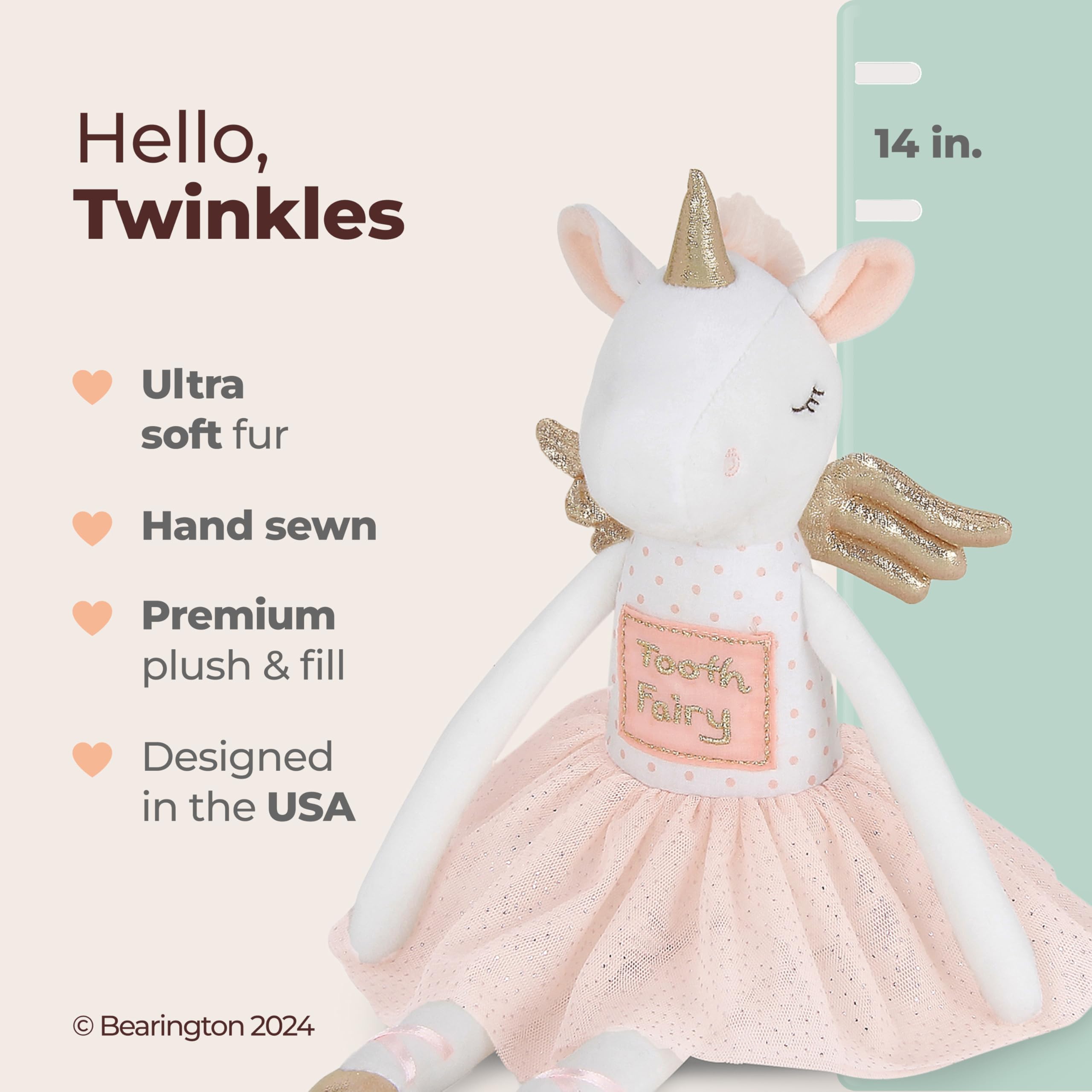 Foto 3 pulgar | Muñeca De Peluche Con Forma De Hada Con Dientes De Unicornio, Bearington Twinkles, 14 Cm - Venta Internacional.