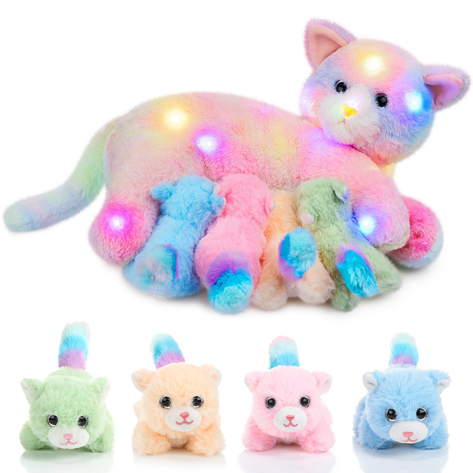 Foto 2 pulgar | Peluche Skylety, Gato Cariñoso Con 4 Gatitos De Peluche De 40 Cm - Venta Internacional.