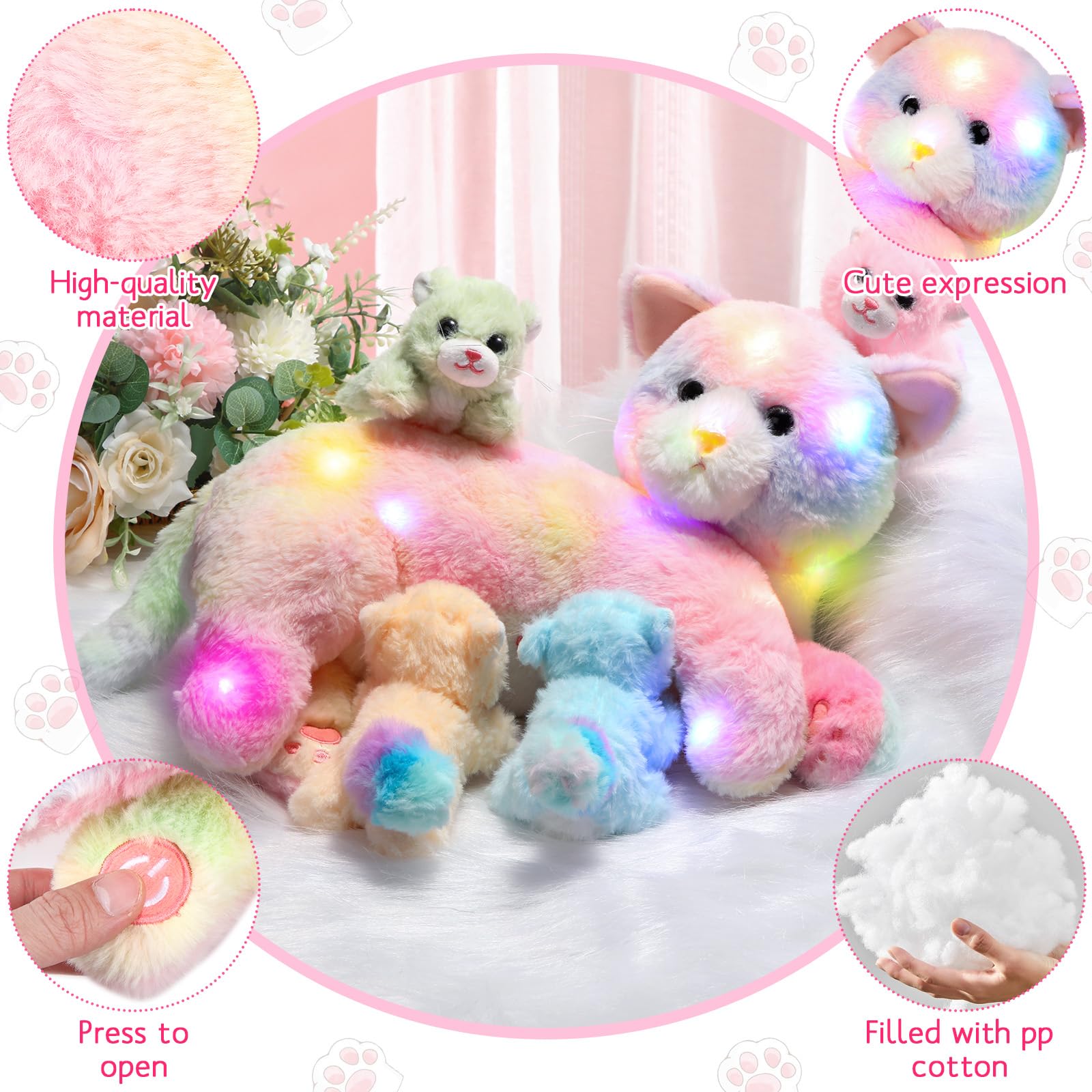 Foto 4 pulgar | Peluche Skylety, Gato Cariñoso Con 4 Gatitos De Peluche De 40 Cm - Venta Internacional.