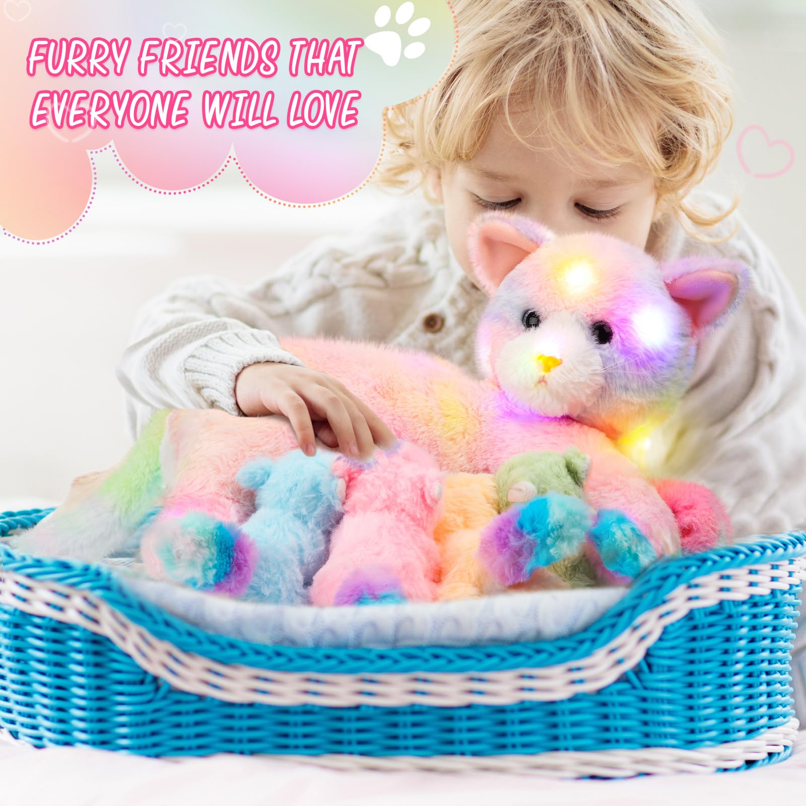 Foto 6 | Peluche Skylety, Gato Cariñoso Con 4 Gatitos De Peluche De 40 Cm - Venta Internacional.
