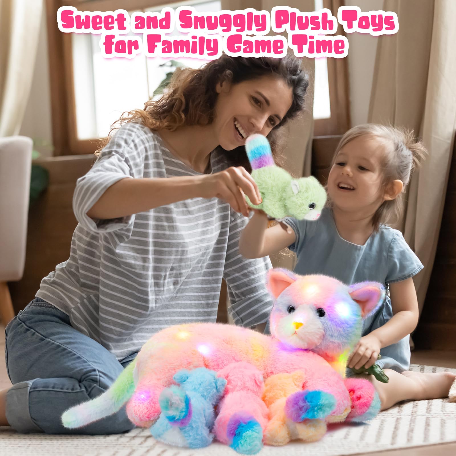 Foto 8 pulgar | Peluche Skylety, Gato Cariñoso Con 4 Gatitos De Peluche De 40 Cm - Venta Internacional.