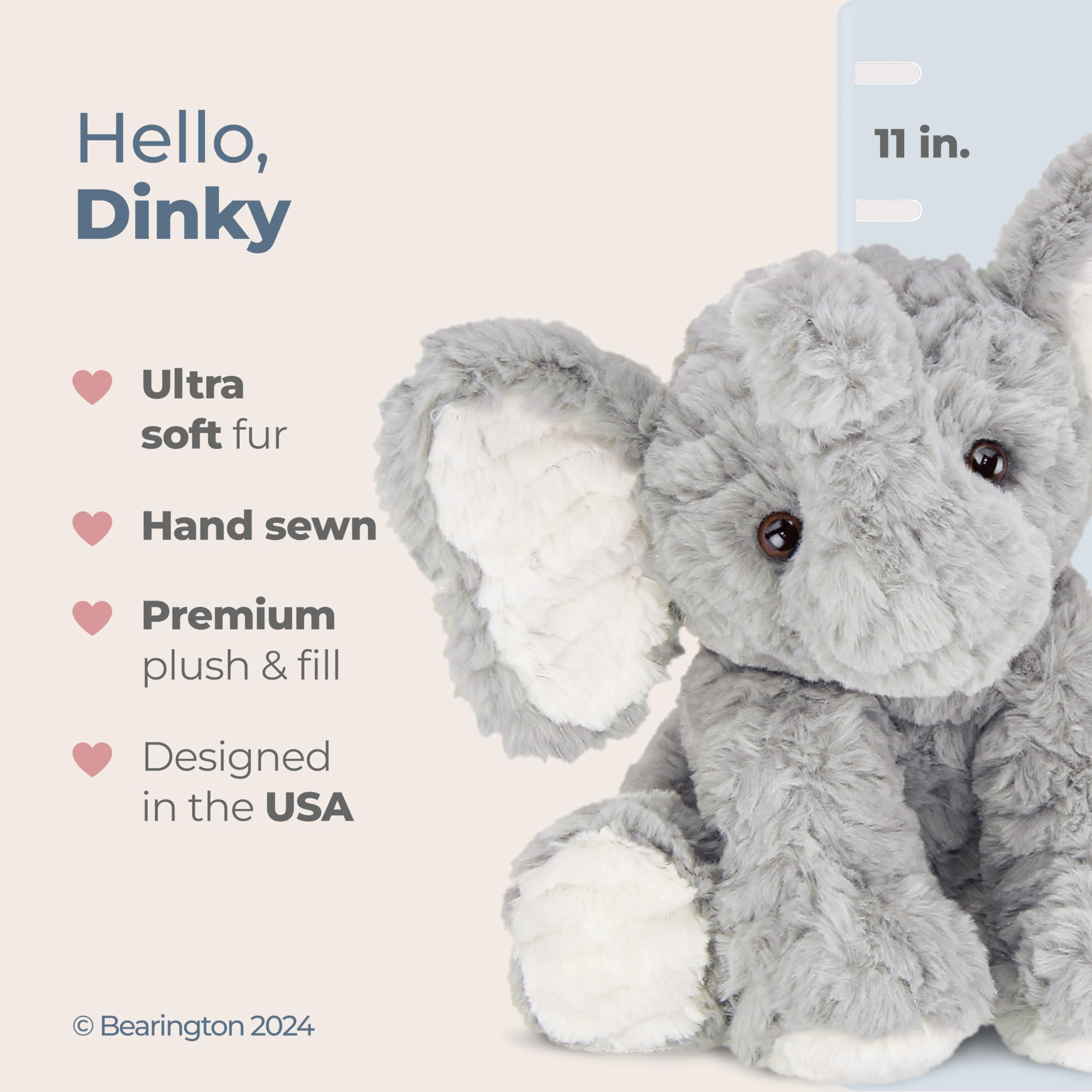 Foto 3 pulgar | Elefante De Peluche De La Colección Bearington Dinky De 28 Cm - Venta Internacional.